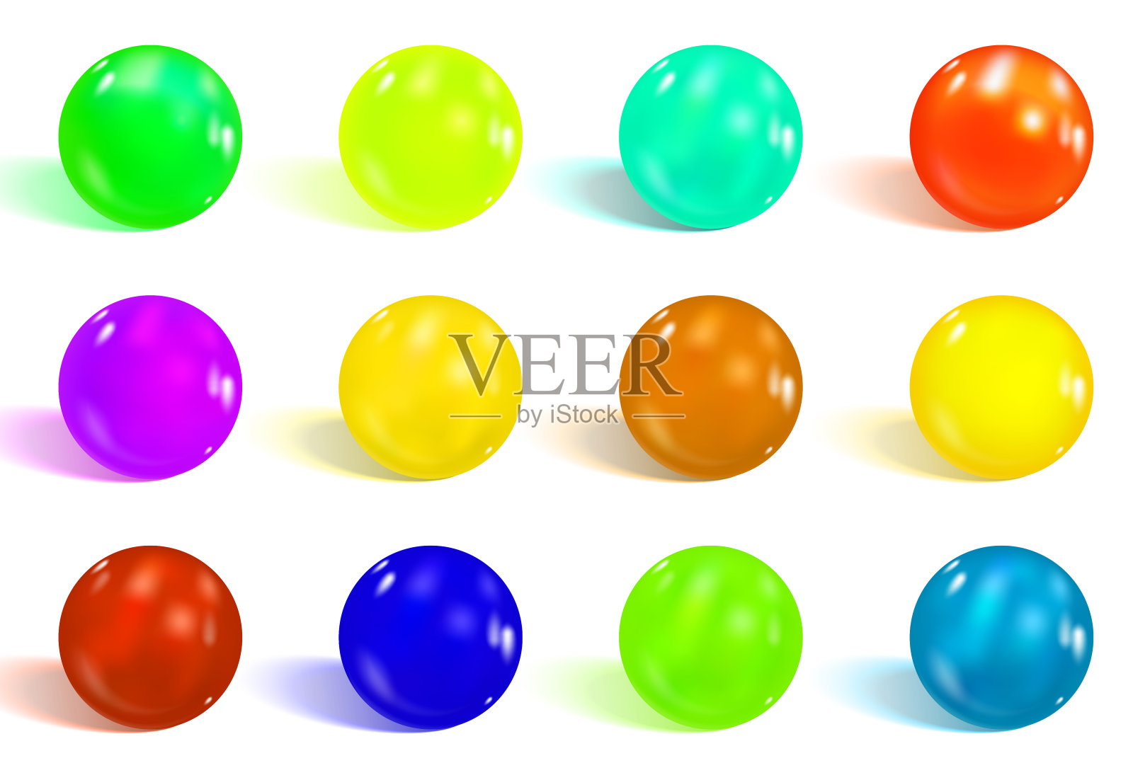 色彩斑斓的光滑的球体插画图片素材