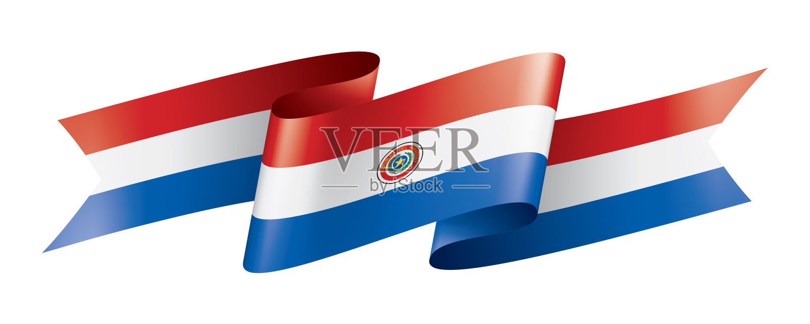 巴拉圭国旗,矢量插图上的白色背景插画图片素材