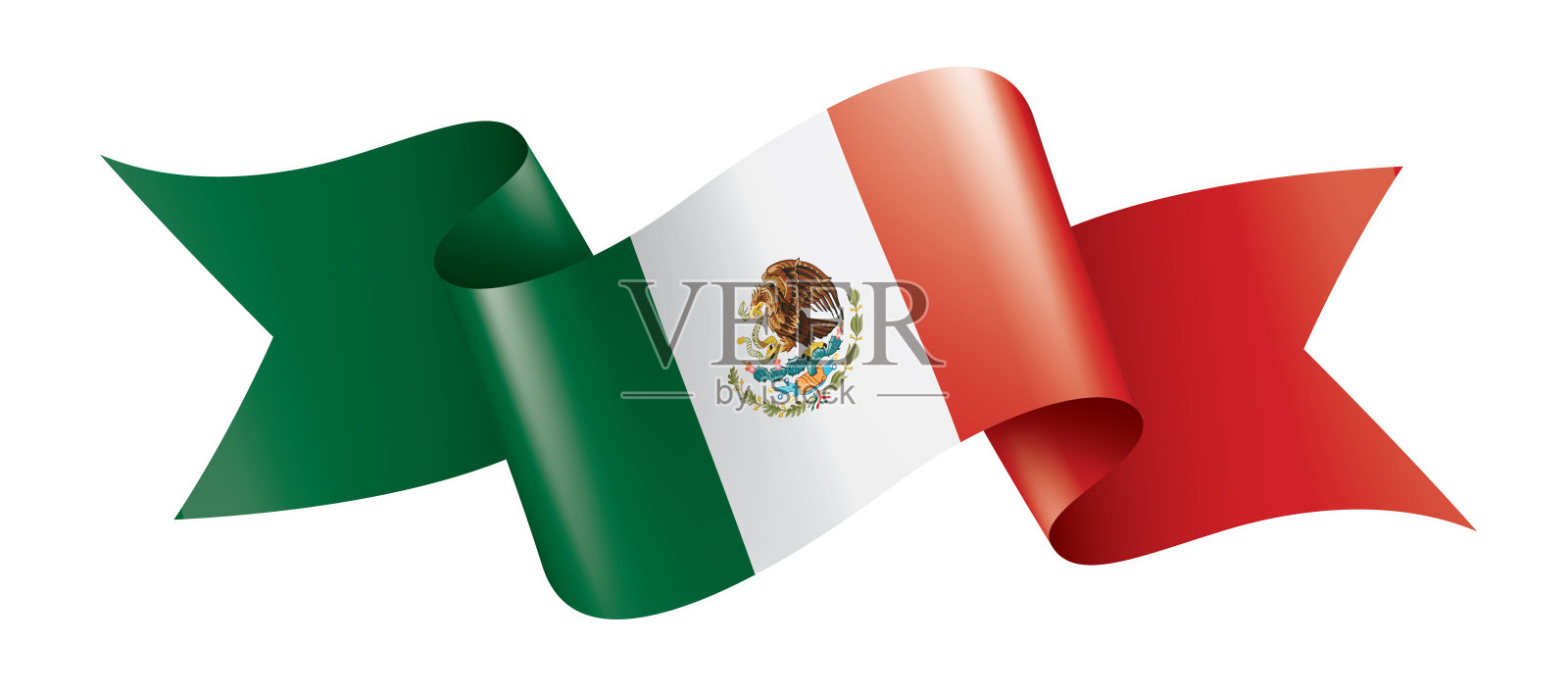 墨西哥国旗,矢量插图在白色的背景插画图片素材