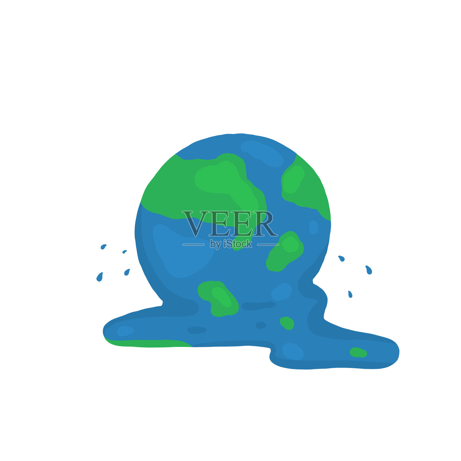 融化的地球涂鸦。矢量图插画图片素材