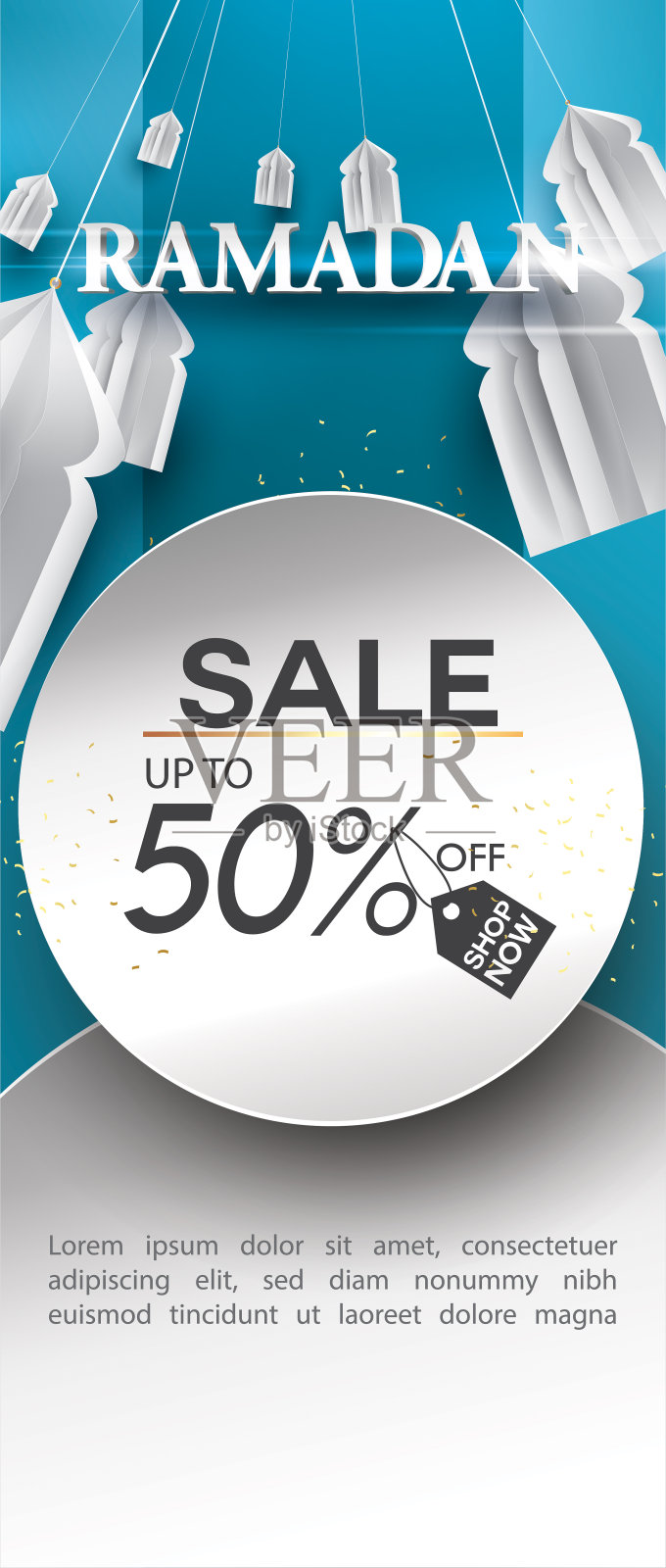 开斋节穆巴拉克或斋月kareem滚动横幅,x横幅,或滚动横幅销售背景和模板。复制空间的折扣标签或内容促销产品-向量插画图片素材