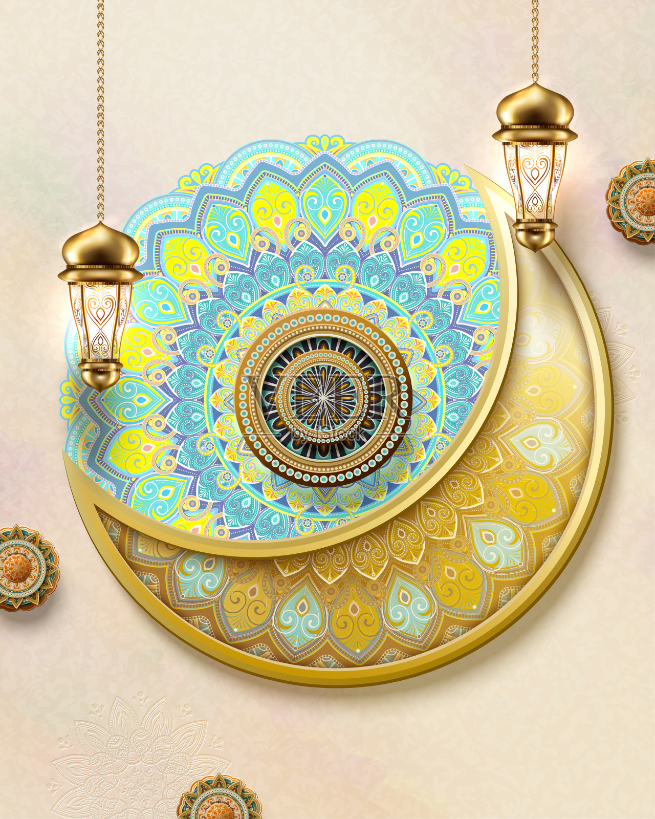 阿拉伯新月插画图片素材