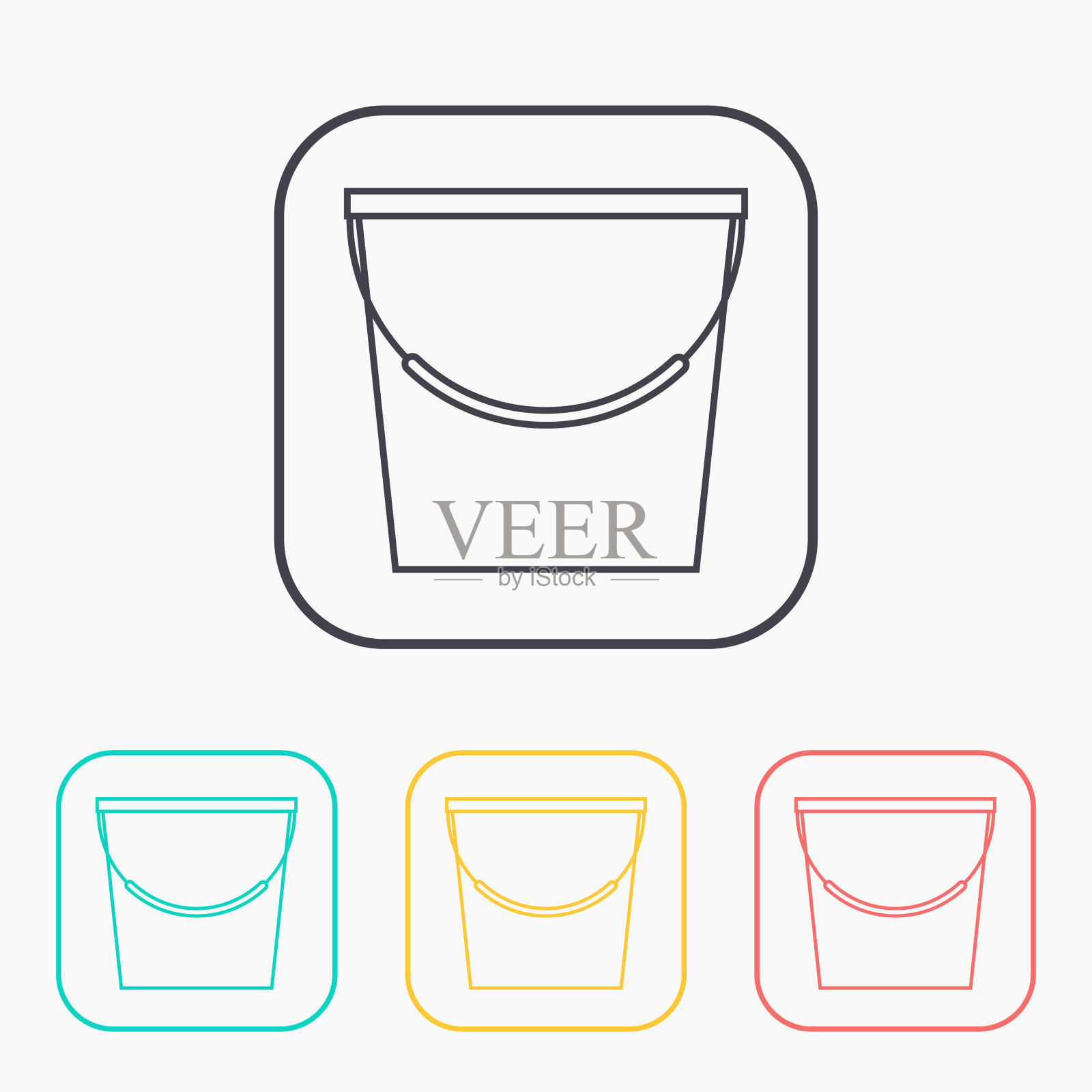 桶插图。地板清洗矢量轮廓图标图标素材