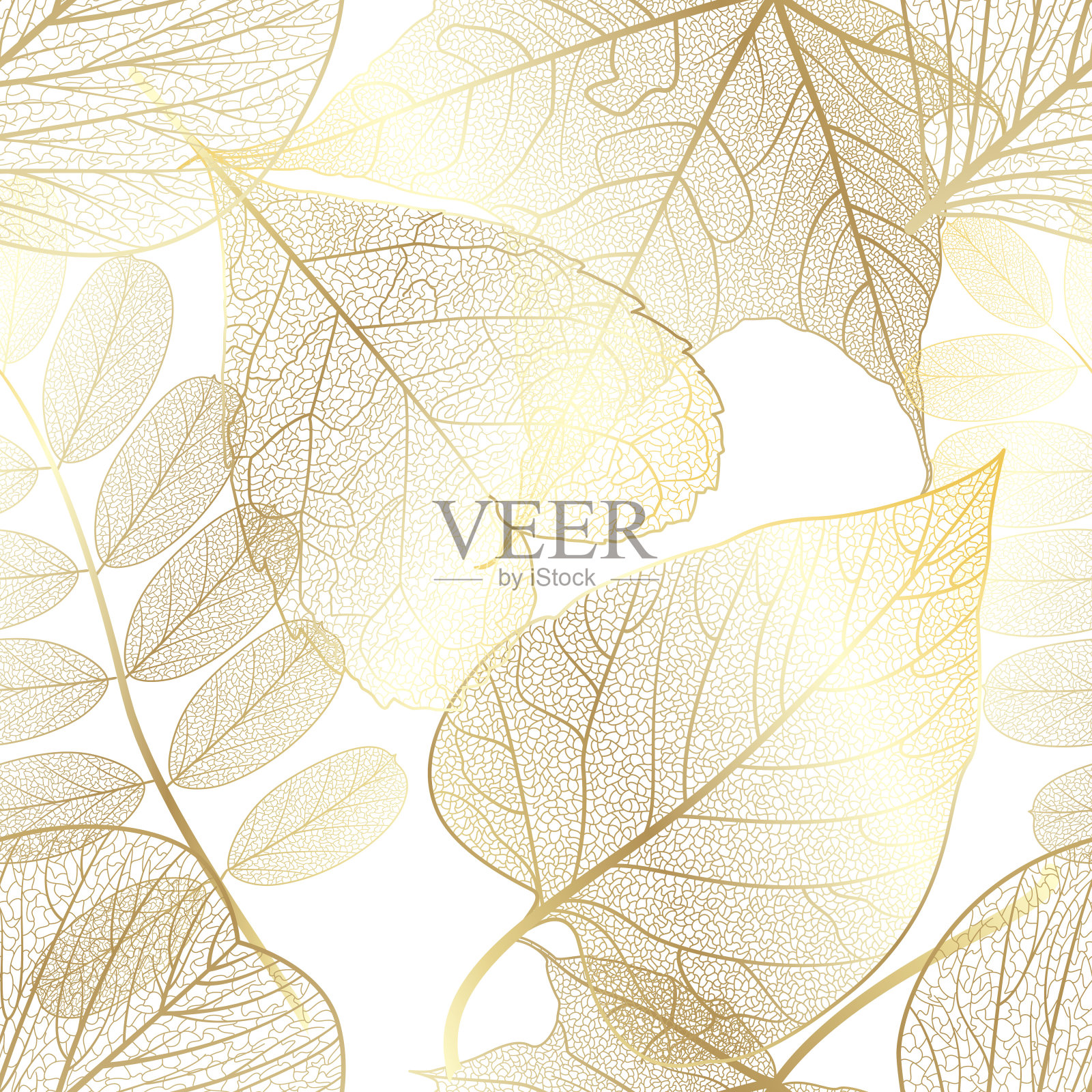 无缝图案与叶。插画图片素材