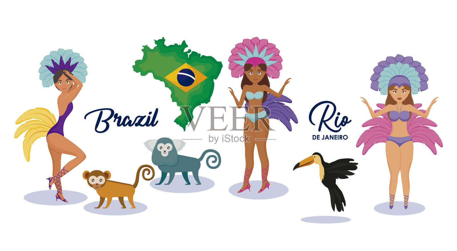 巴西文化系列图标插画图片素材