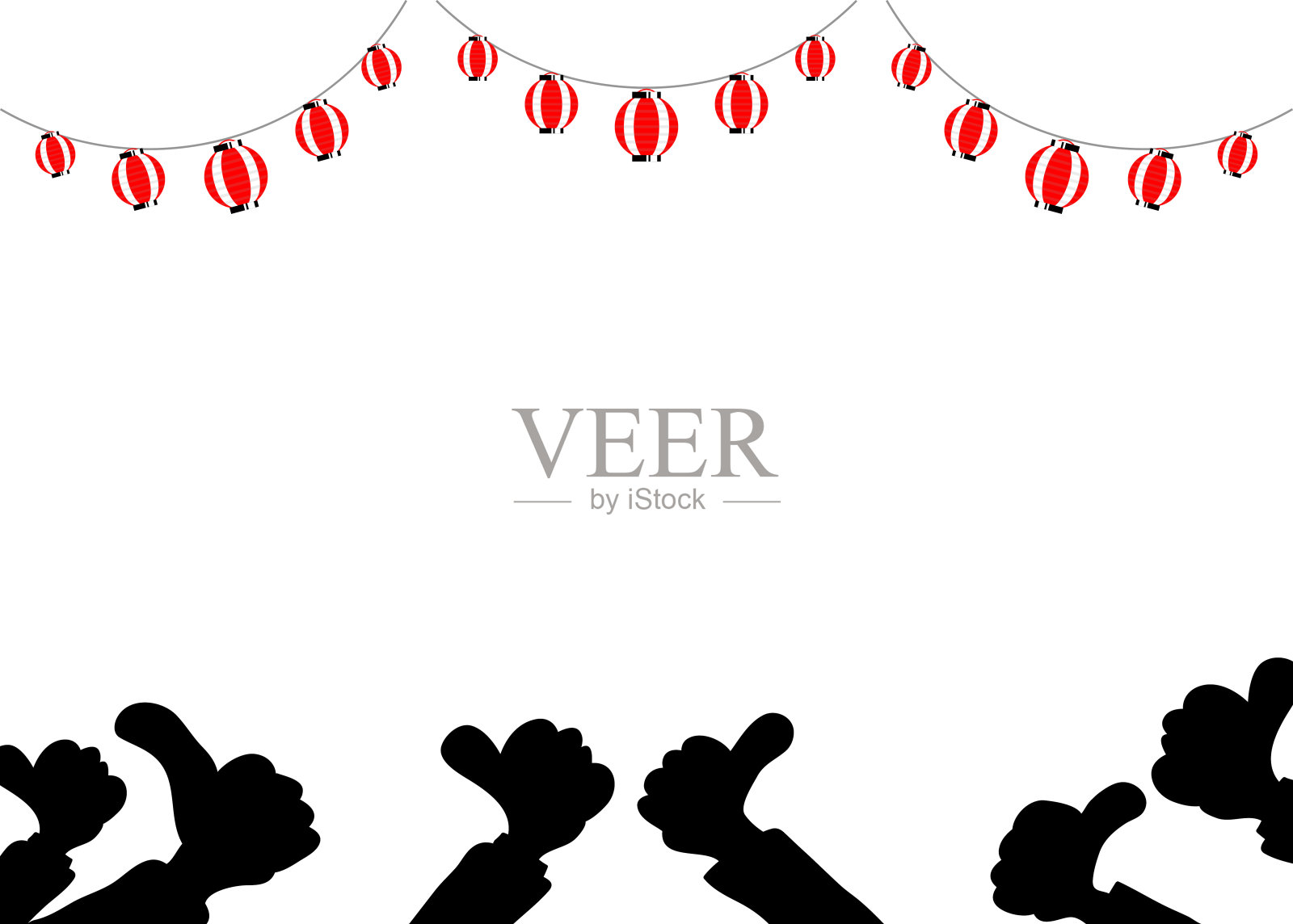 日本传统节日形象插画与纸灯笼插画图片素材