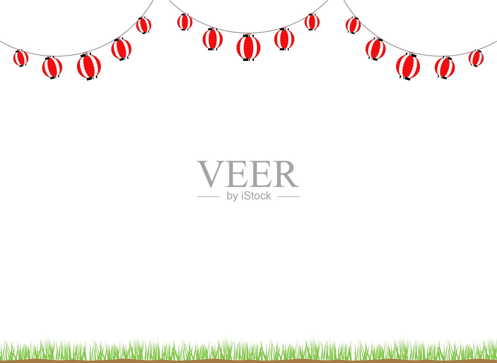 日本传统节日形象插画与纸灯笼插画图片素材