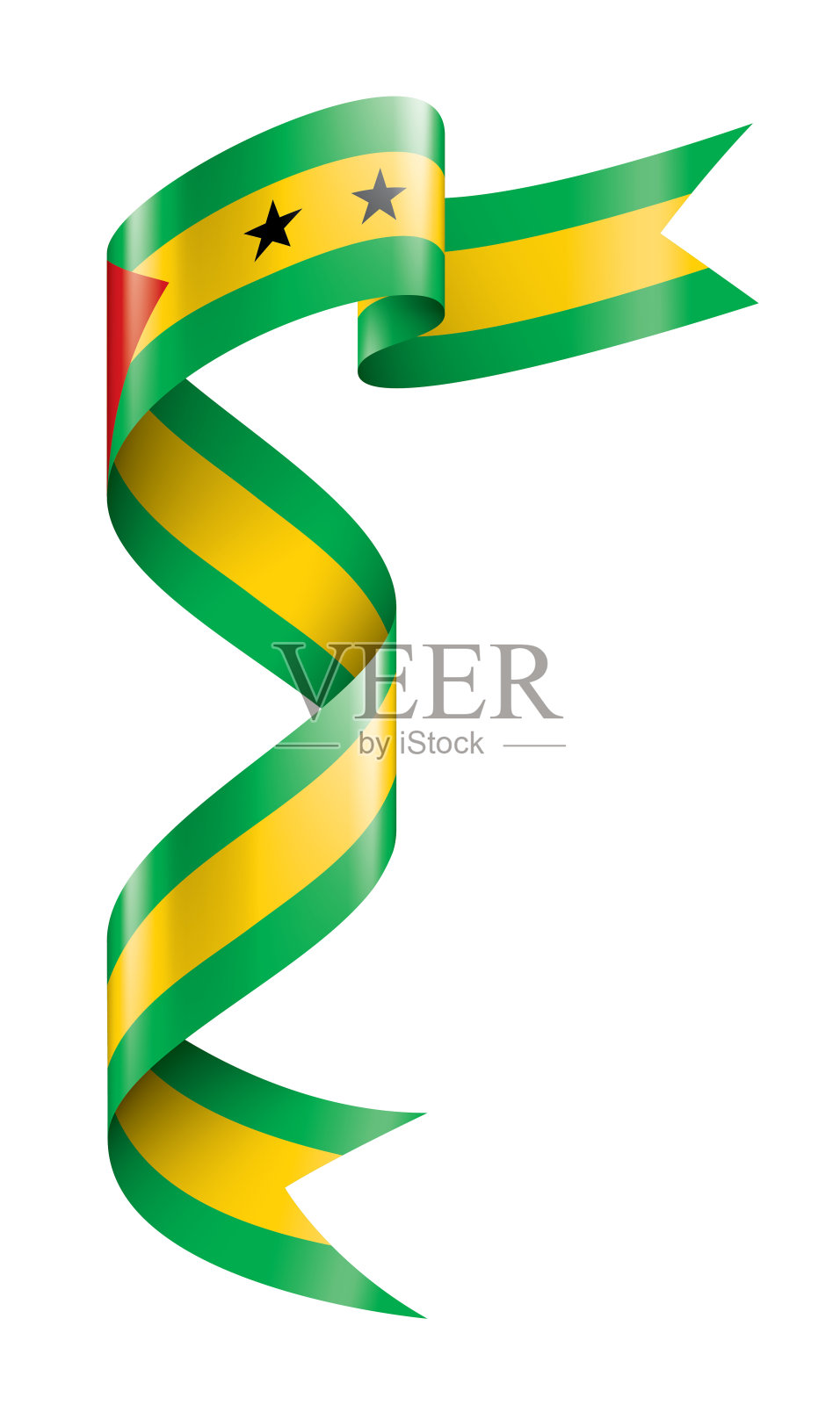 圣多美和普林西比旗,白色背景矢量插图插画图片素材