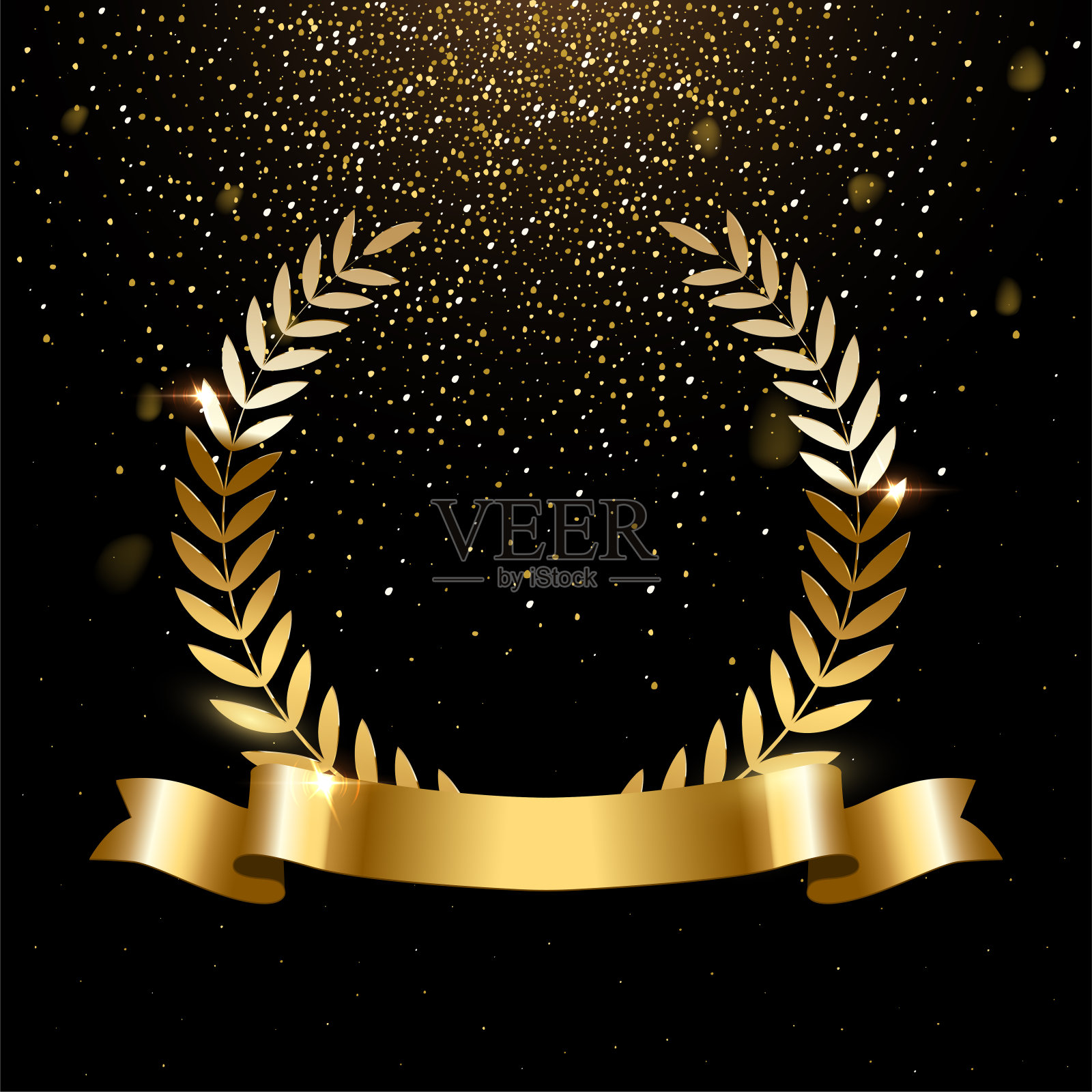 现实的金色桂冠与文本空间插画图片素材