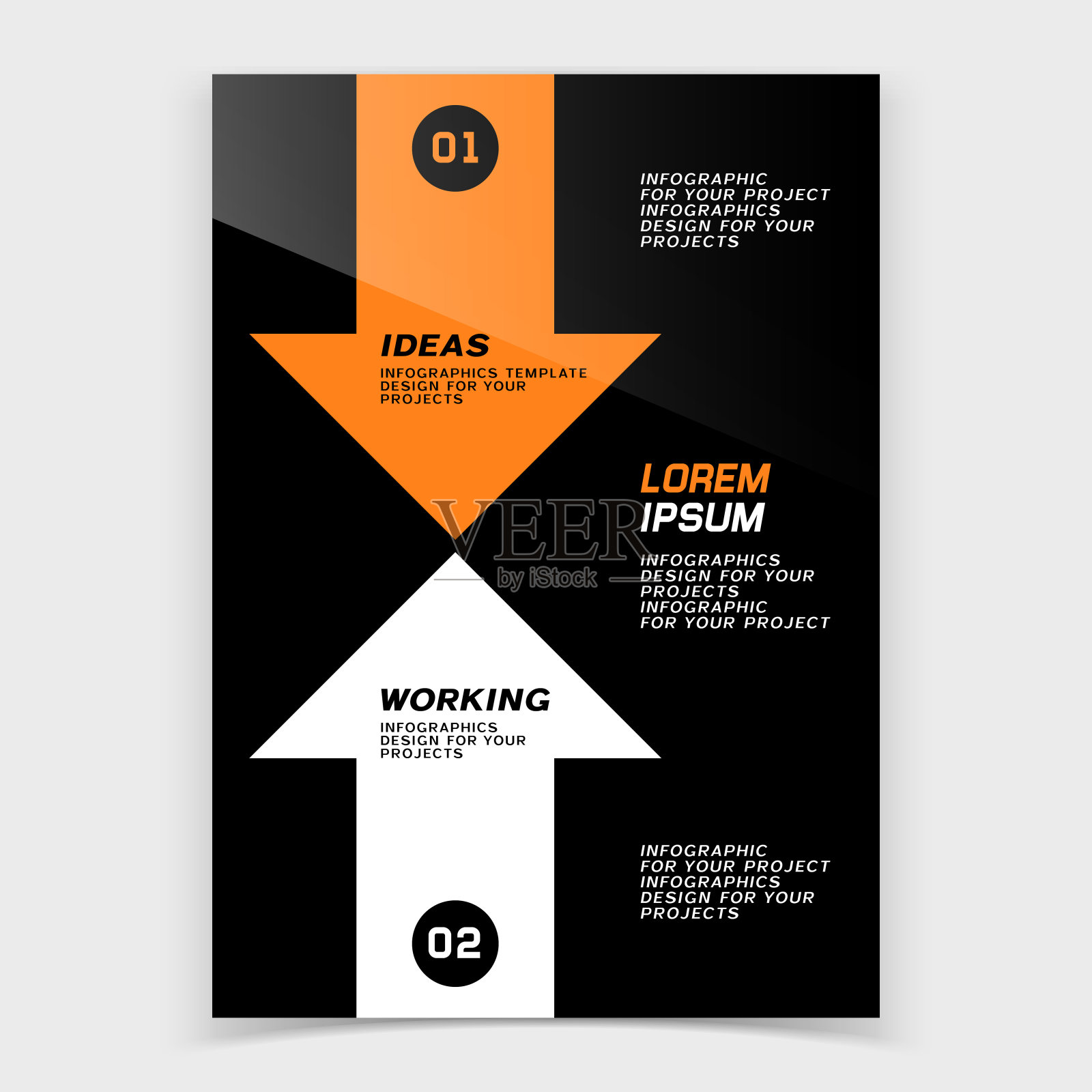 小册子封面或网页横幅设计与两个箭头插画图片素材