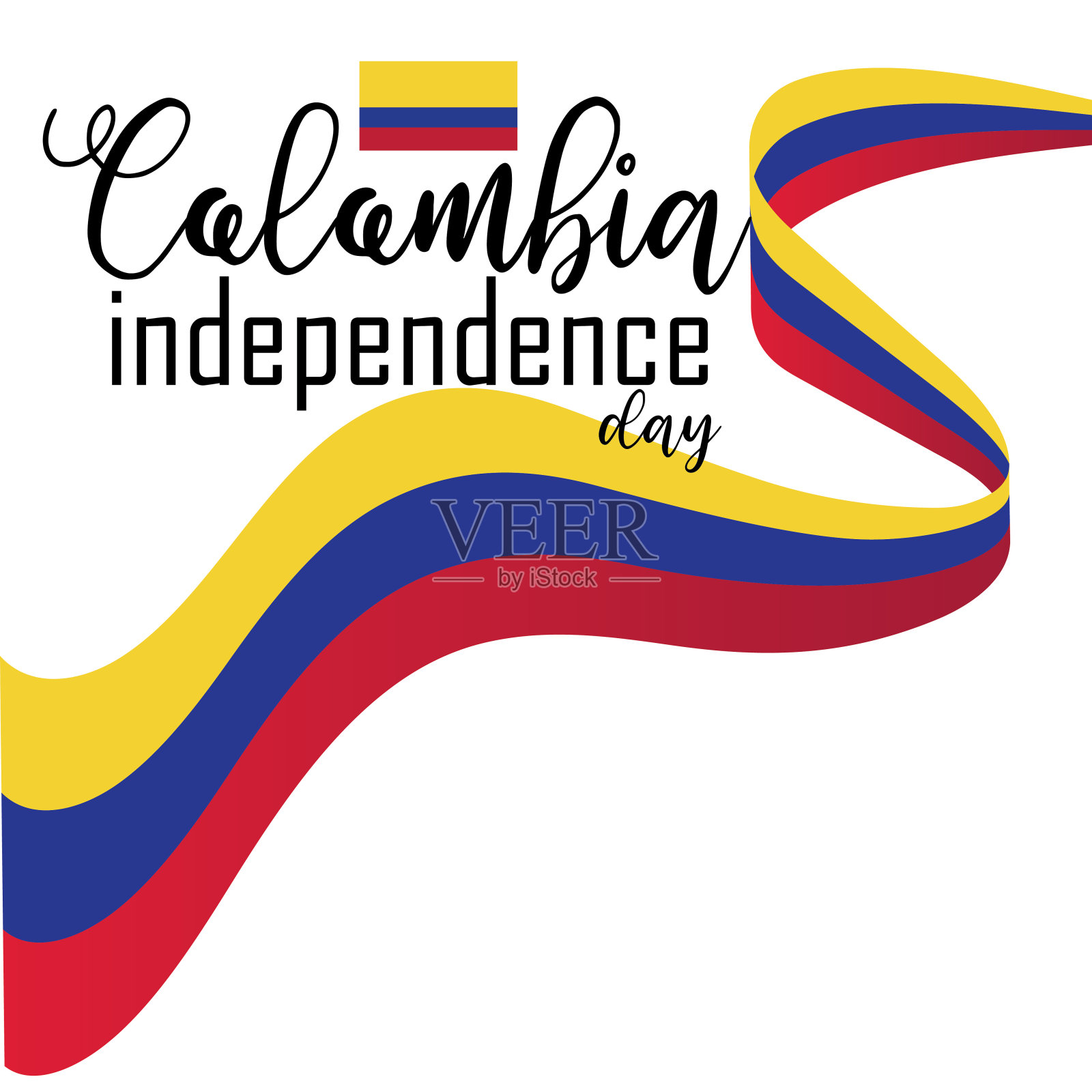 祝哥伦比亚独立日快乐插画图片素材