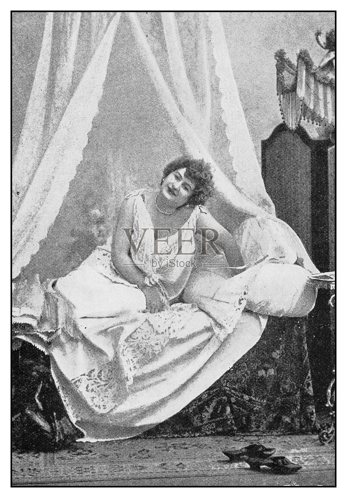 古色古香的照片:Lydia夫人在“Yvette的就寝时间”照片摄影图片