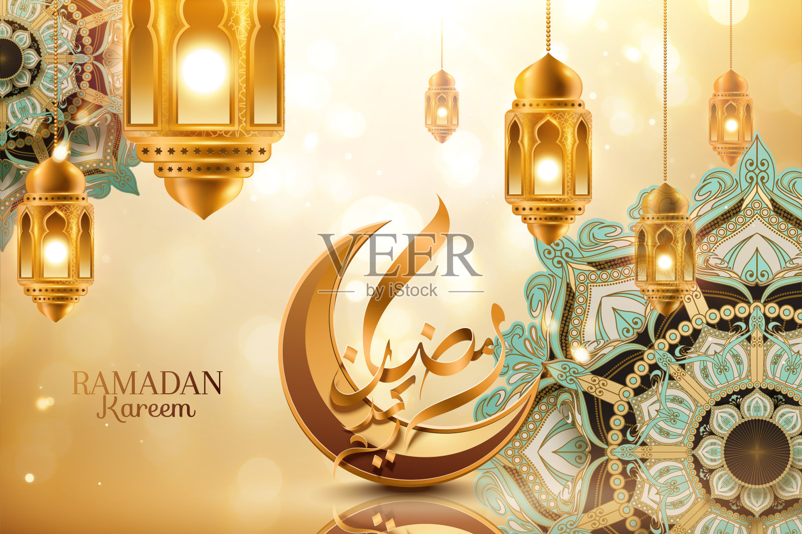 斋月穆巴拉克书法设计插画图片素材