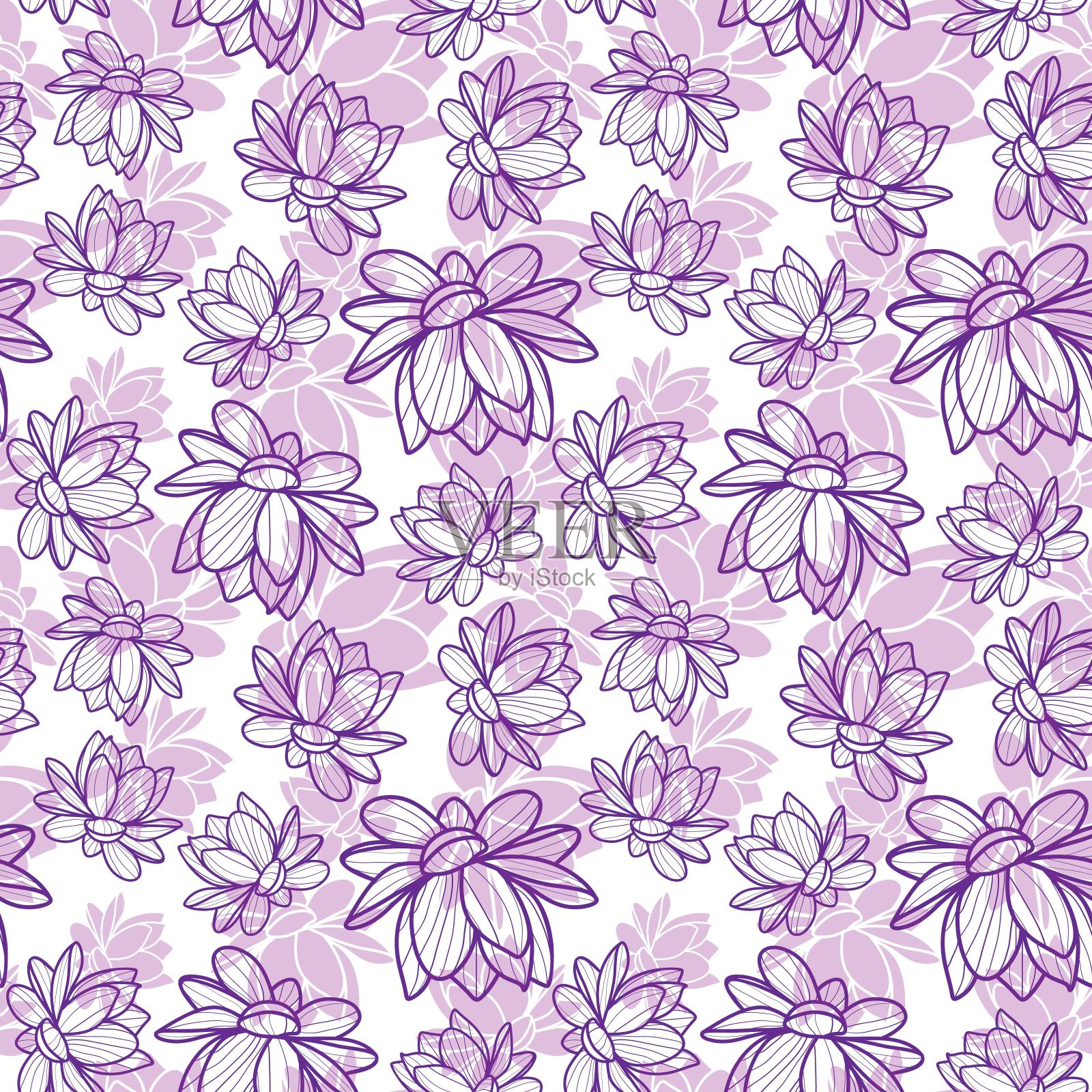 莲花无缝矢量图案插画图片素材