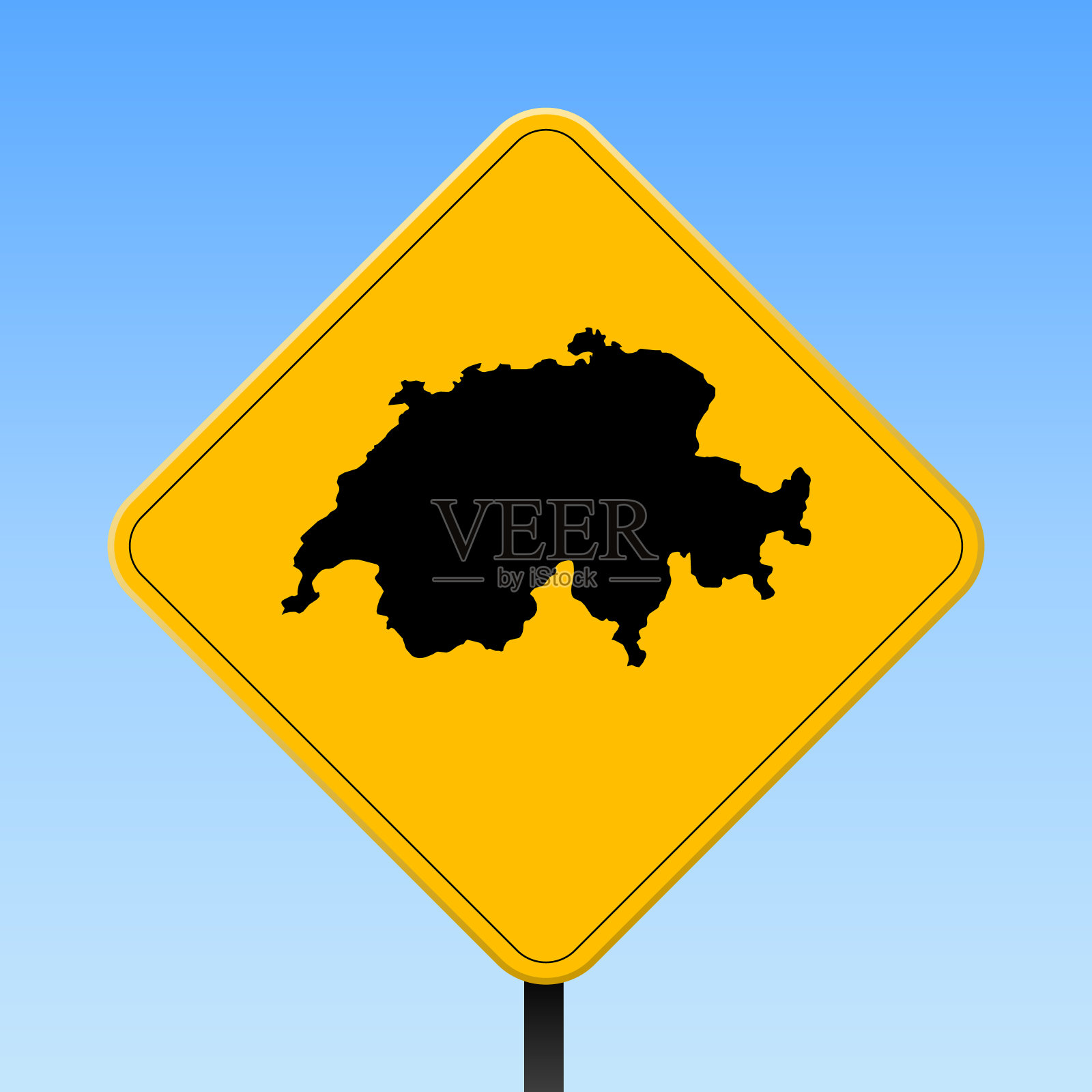 瑞士地图上的路标。插画图片素材