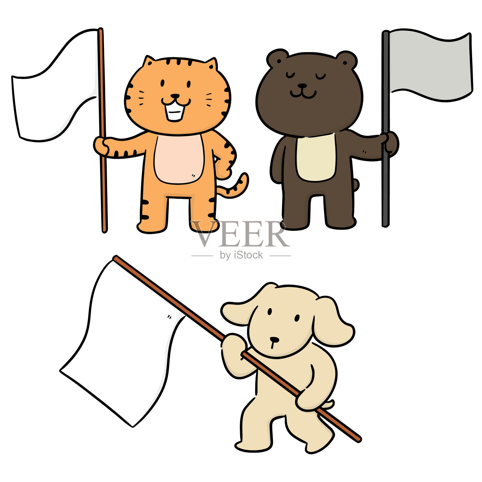 动物和旗帜插画图片素材