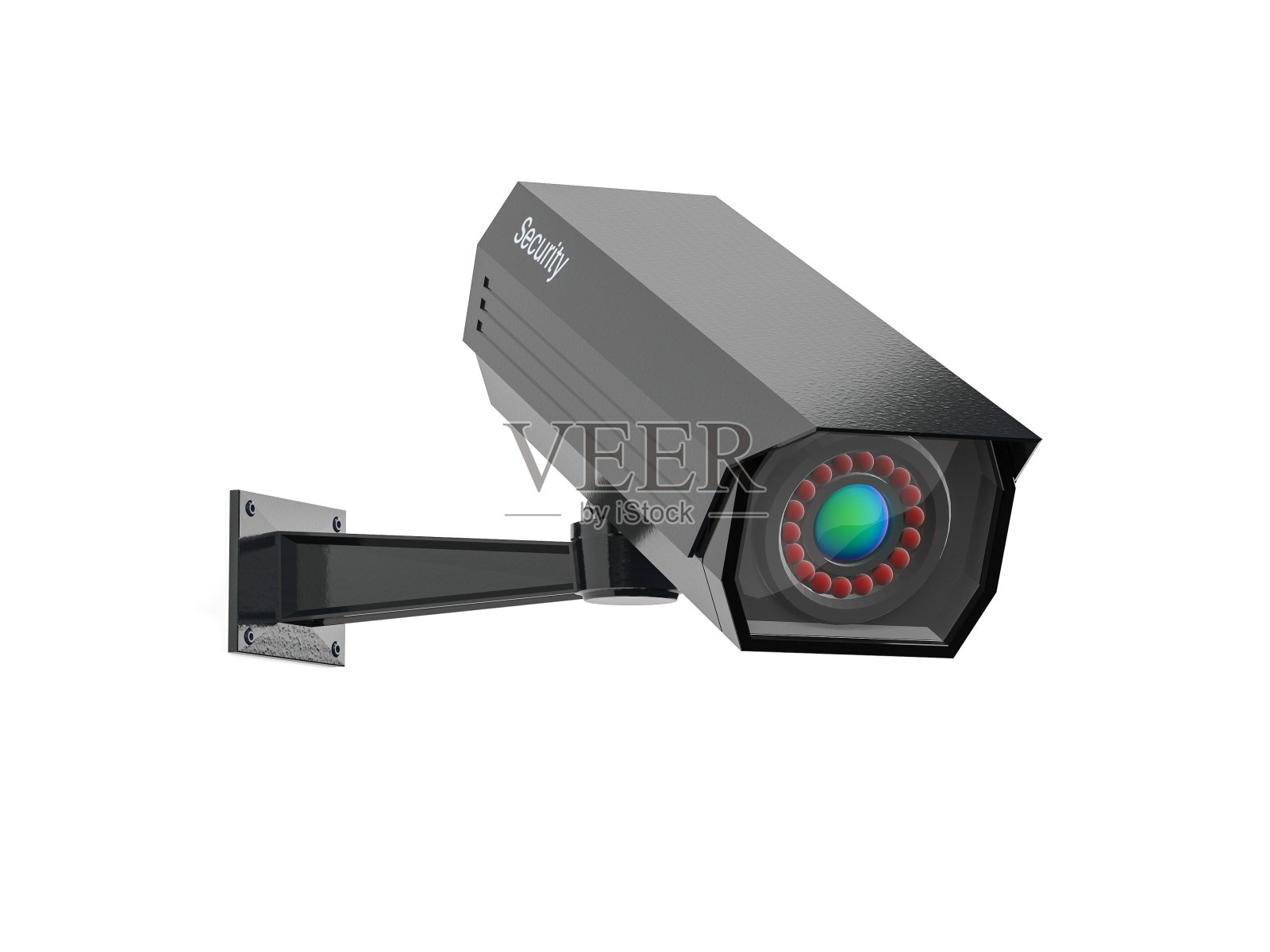 闭路电视摄像头。黑色的监测系统。3 d渲染图照片摄影图片
