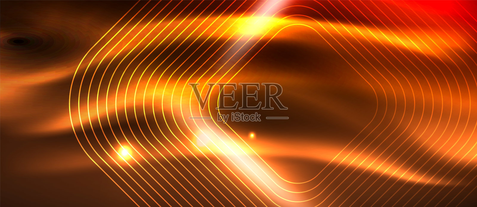 霓虹灯方块在发光的灯光背景上形成线条插画图片素材