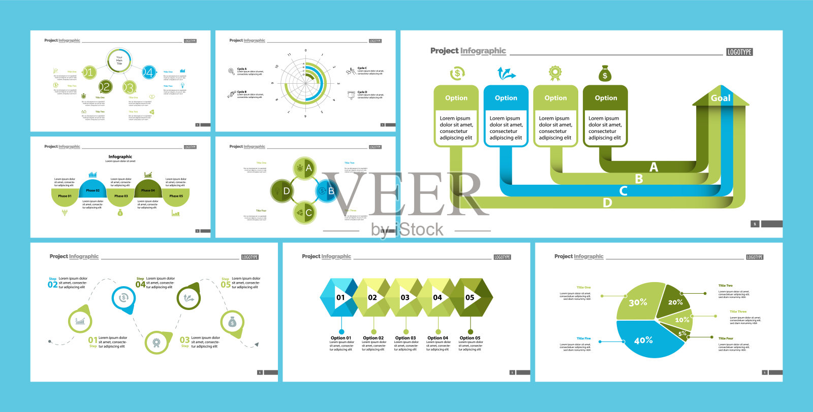 一套市场或经济概念信息图表插画图片素材