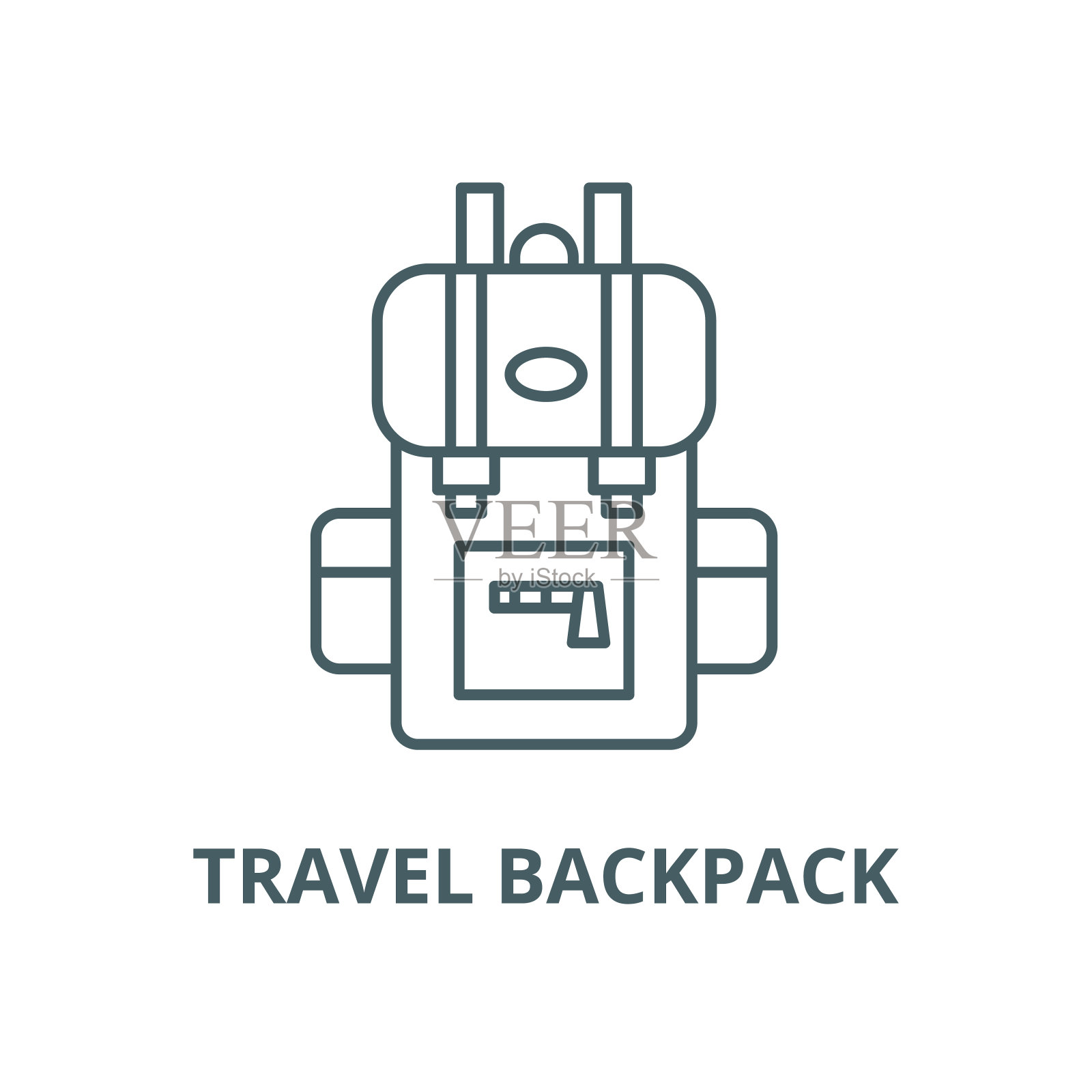 旅行背包矢量线图标,线性概念,轮廓标志,符号图标素材