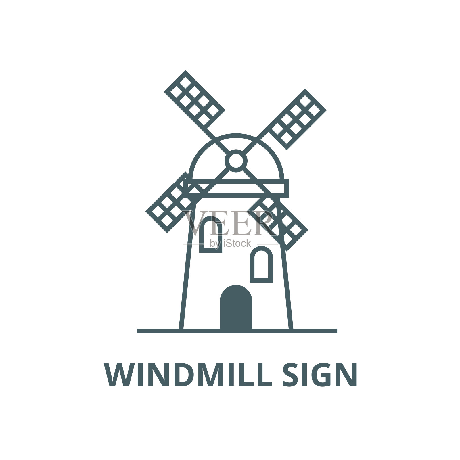 风车符号矢量线图标、线性概念、轮廓符号、符号图标素材