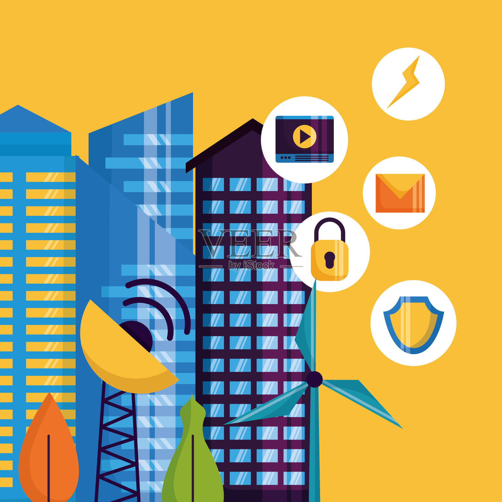 智能城市设计插画图片素材