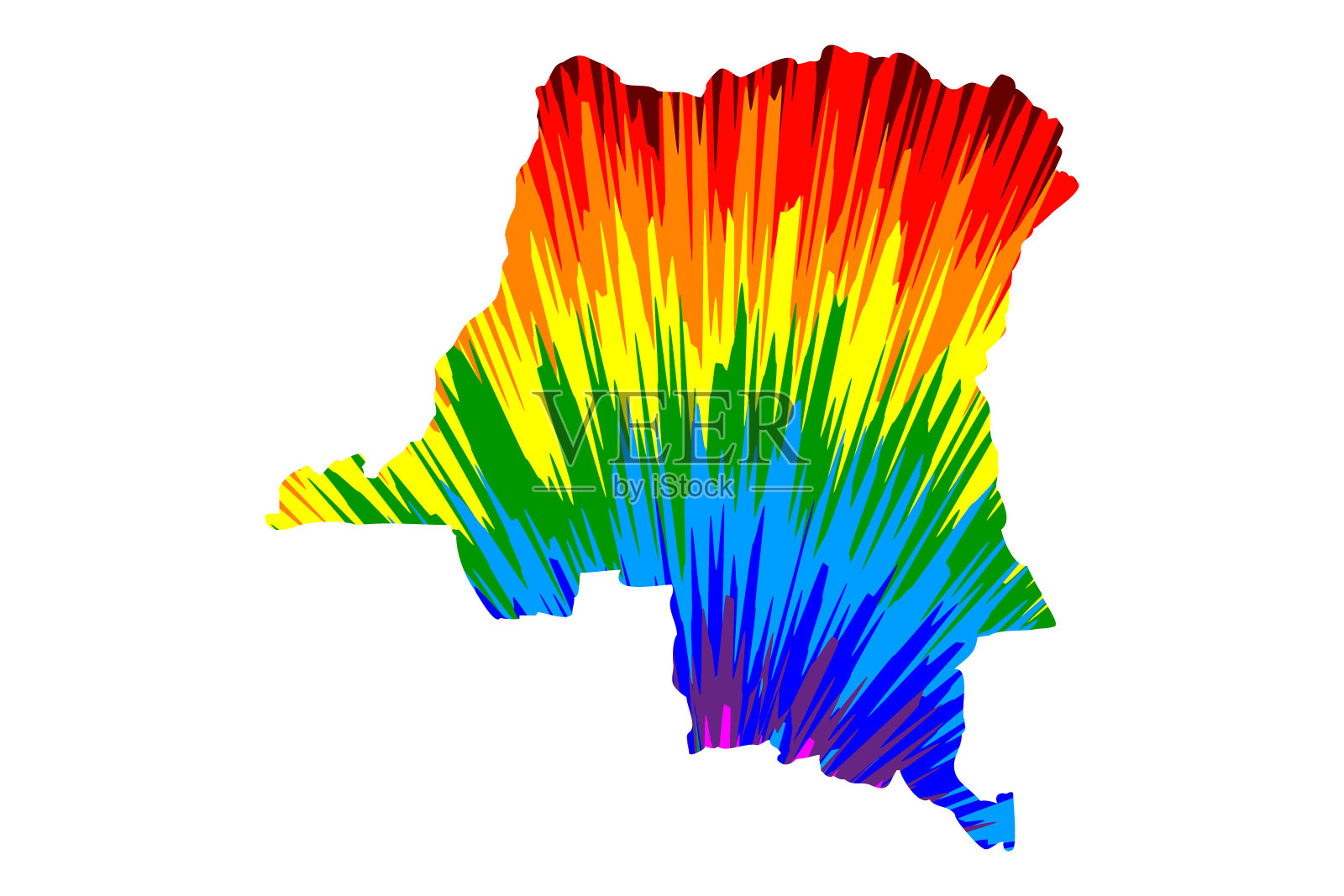 刚果-地图设计为彩虹抽象的彩色图案,刚果民主共和国(刚果东部,刚果民主共和国,刚果民主共和国,刚果民主共和国,刚果-金沙萨)地图彩色爆炸,插画图片素材