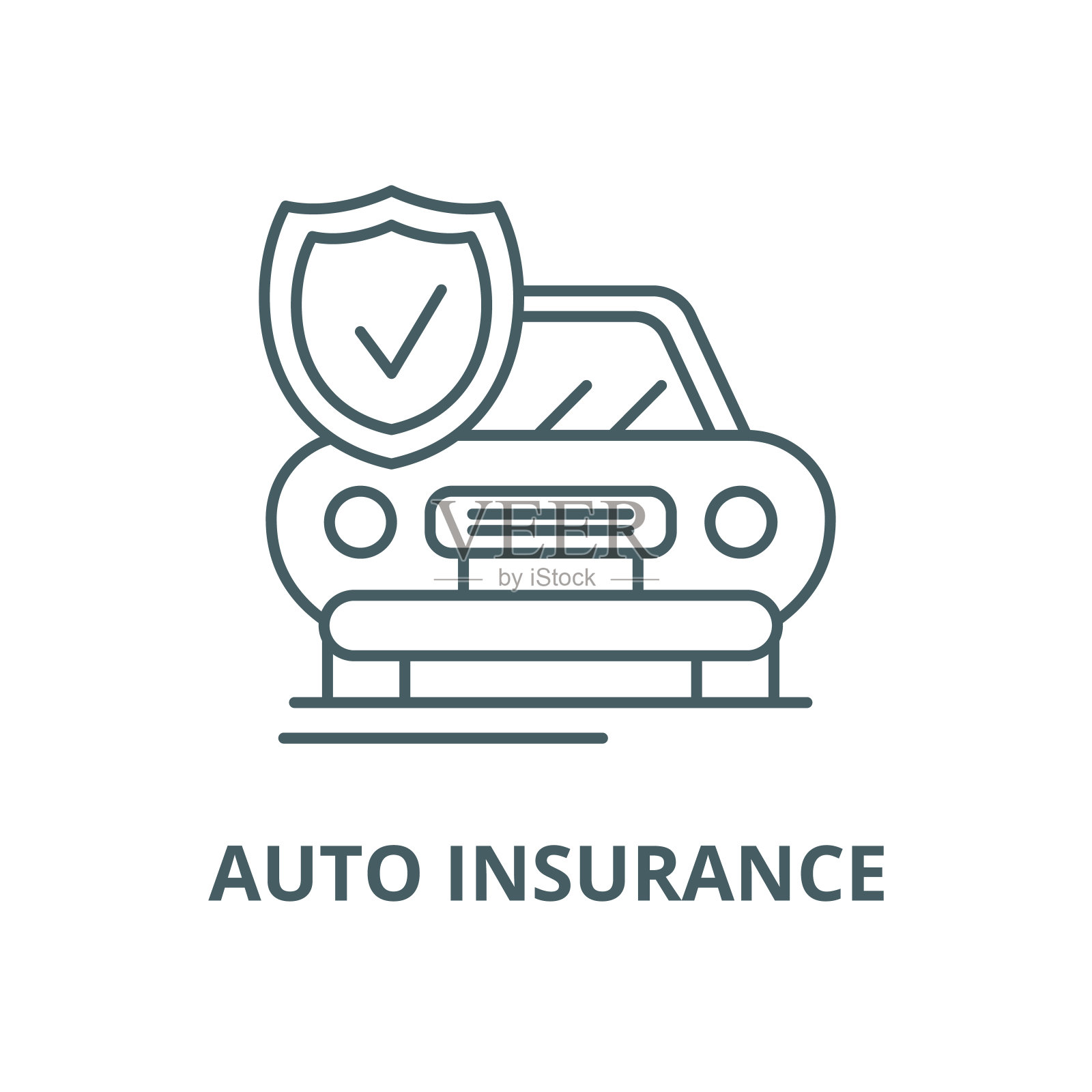 车险矢量线图标、线形概念、轮廓符号、符号设计元素图片