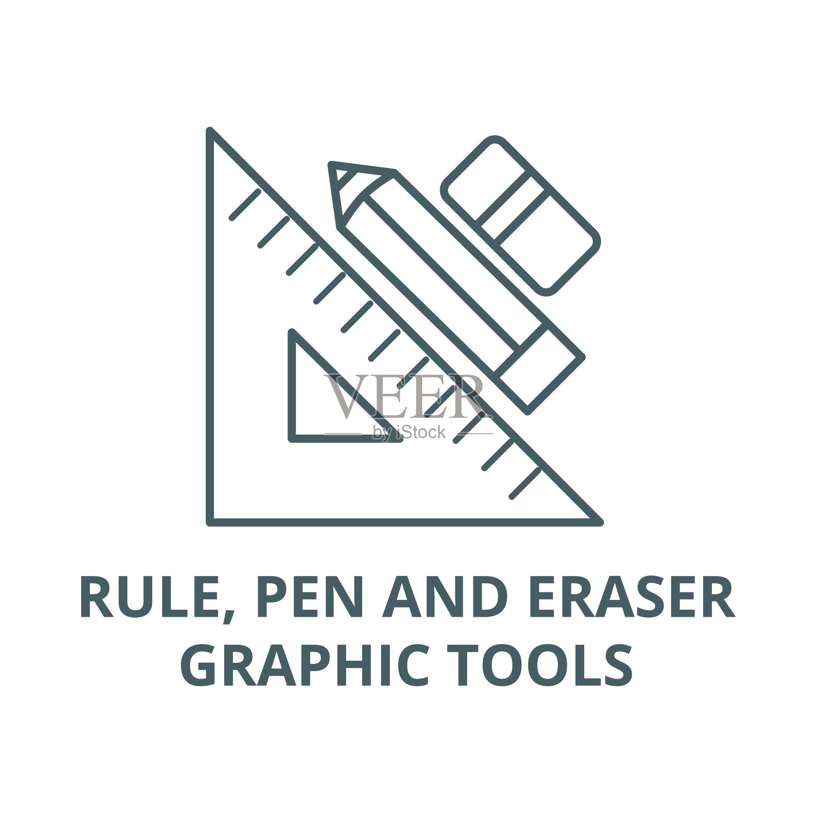 划线笔和橡皮擦,图形工具矢量线图标,线性概念,轮廓符号,符号插画图片素材