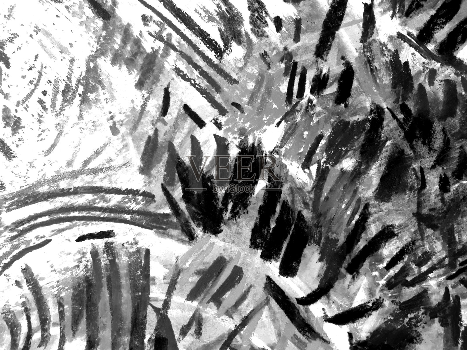 黑色和白色背景与手绘黑色抽象形状的白色背景。插画图片素材