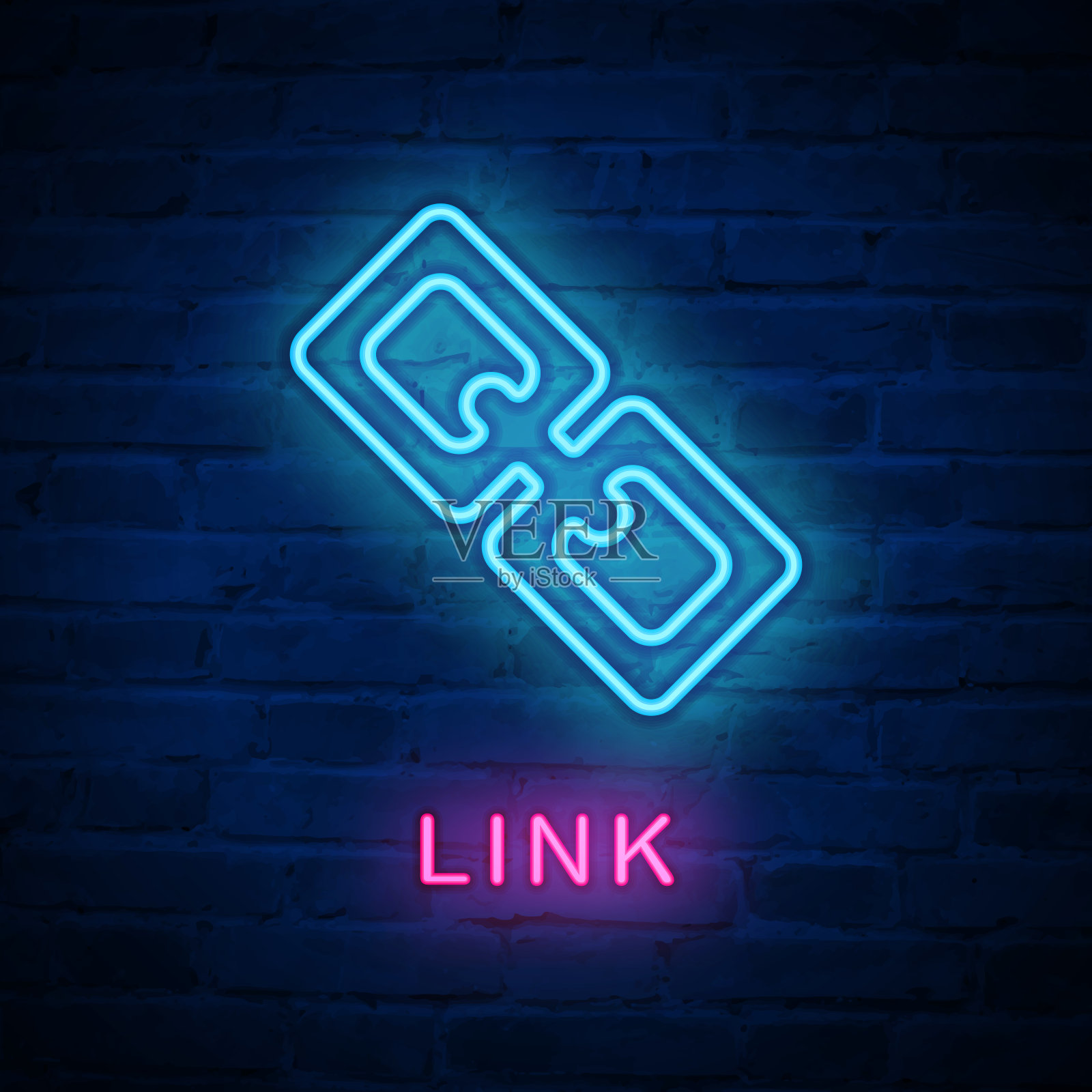 矢量照明霓虹灯图标符号链接插画图片素材