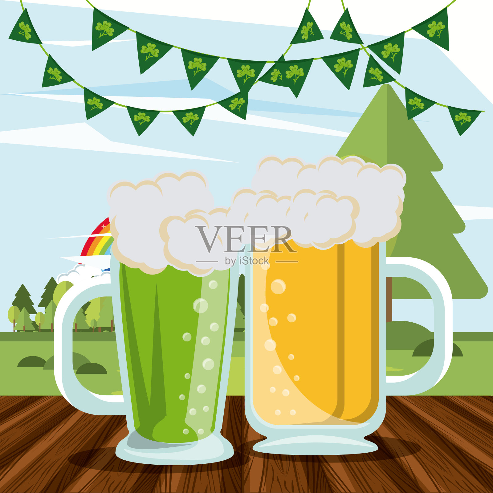 圣帕特里克节卡片插画图片素材