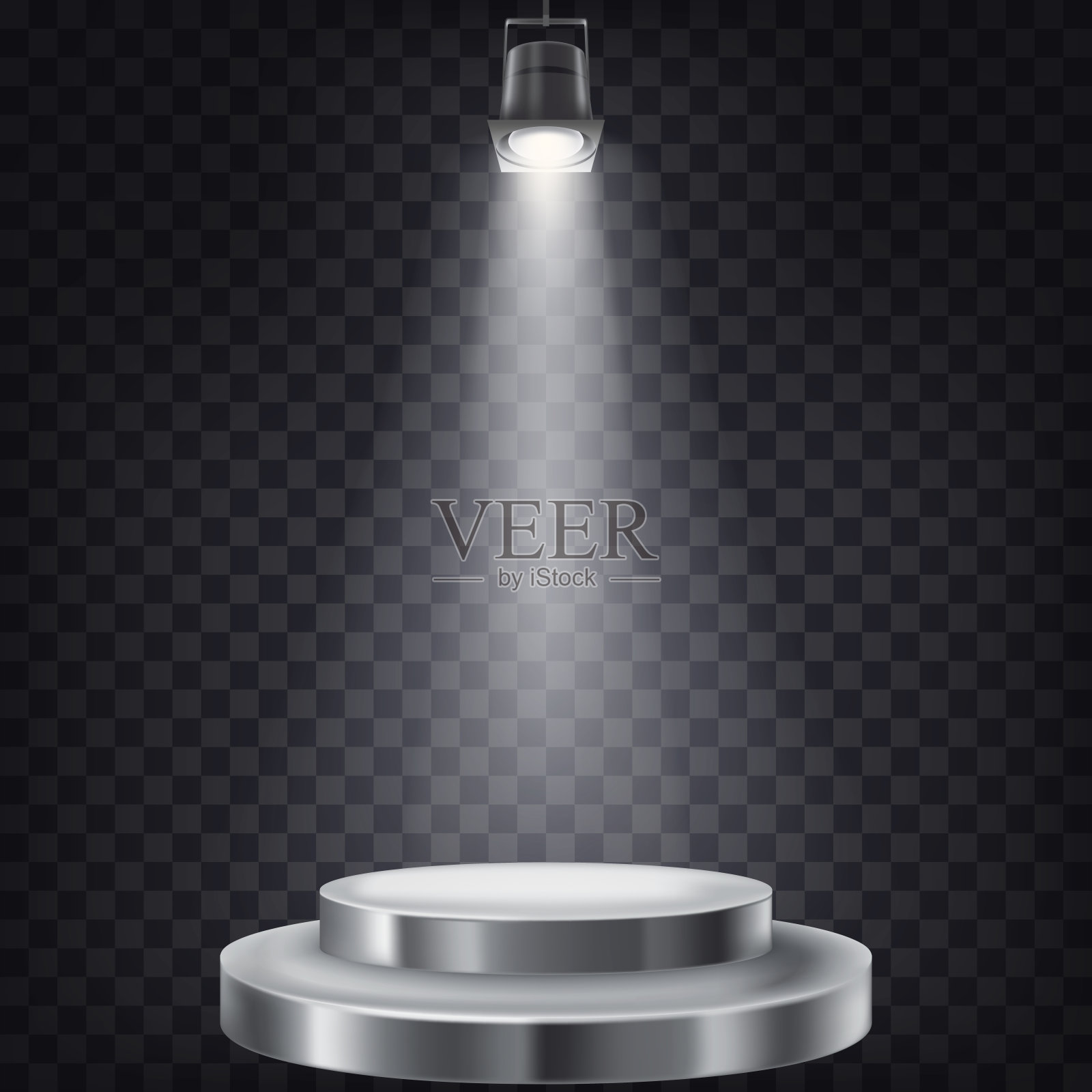 透明背景上有一盏灯的圆形底座插画图片素材