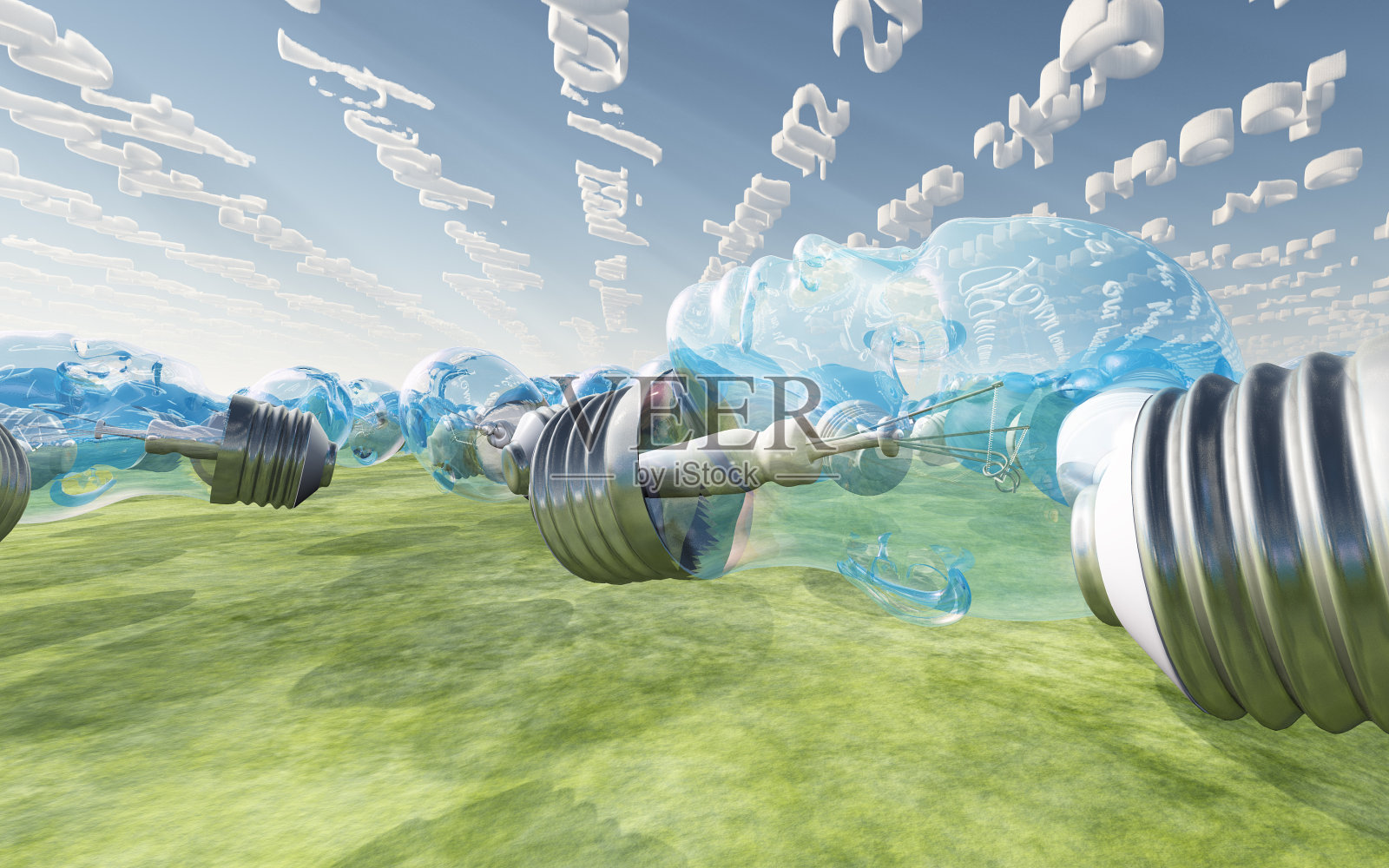 人面灯泡和线形云照片摄影图片