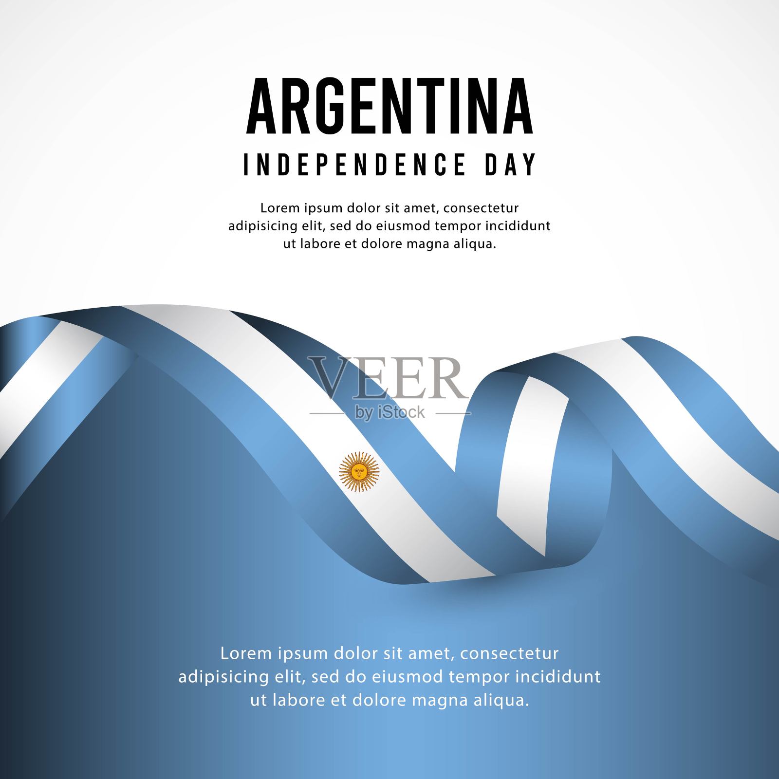 阿根廷独立日矢量模板。设计横幅,贺卡或印刷。插画图片素材