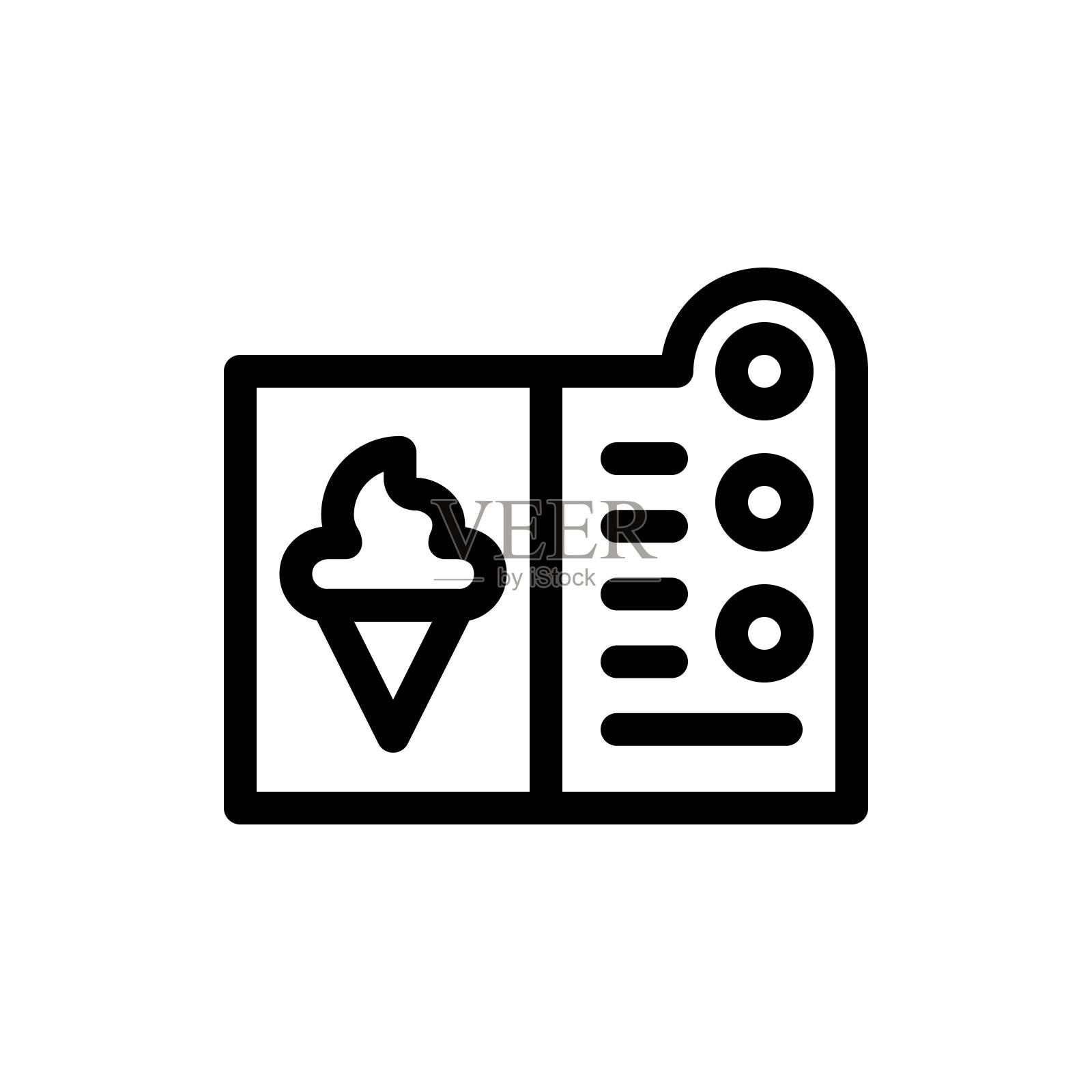 冰淇淋菜单矢量插图,线条样式图标图标素材