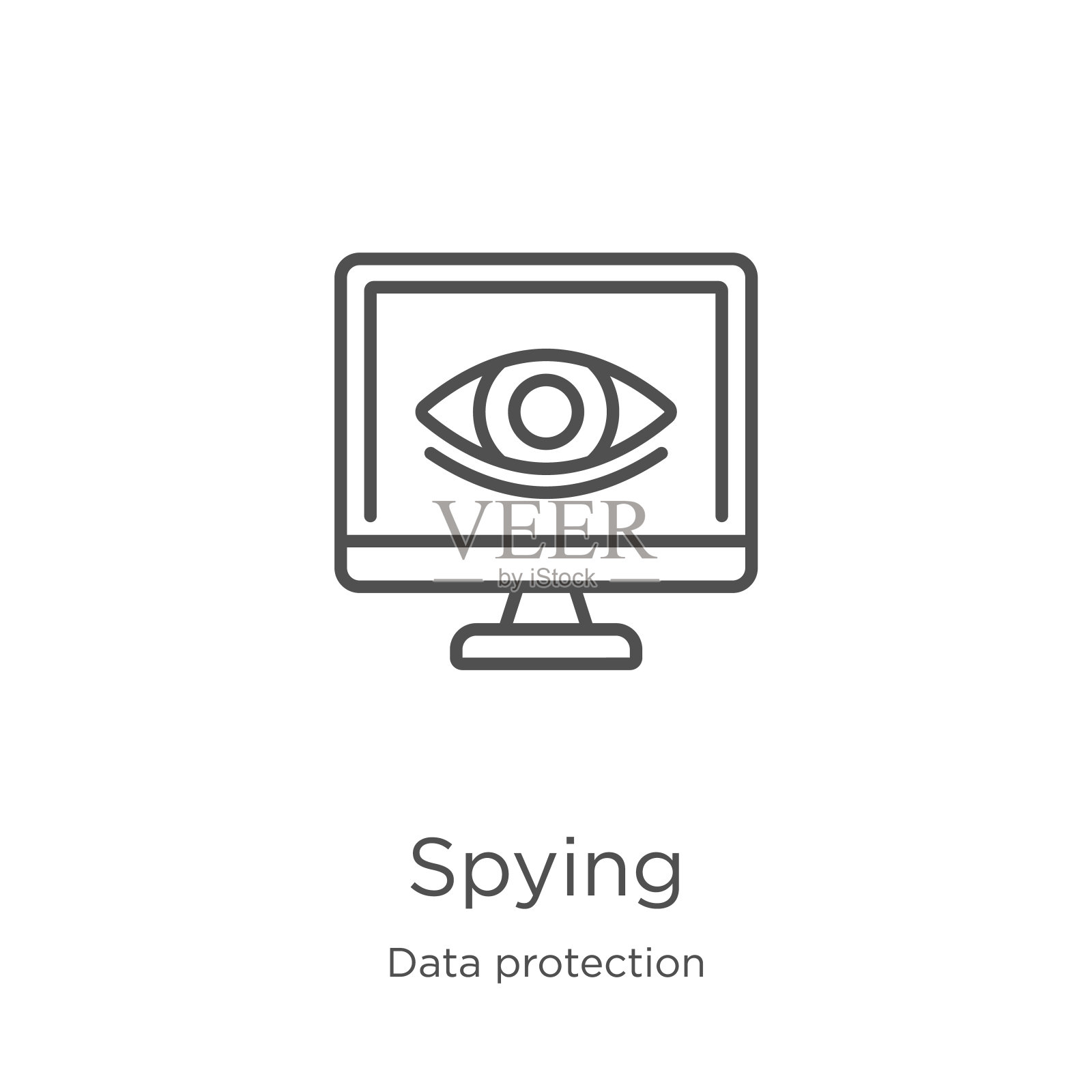 间谍图标矢量从数据保护收集。细线间谍大纲图标矢量说明。大纲,细线间谍图标的网站设计和移动,应用程序开发。插画图片素材