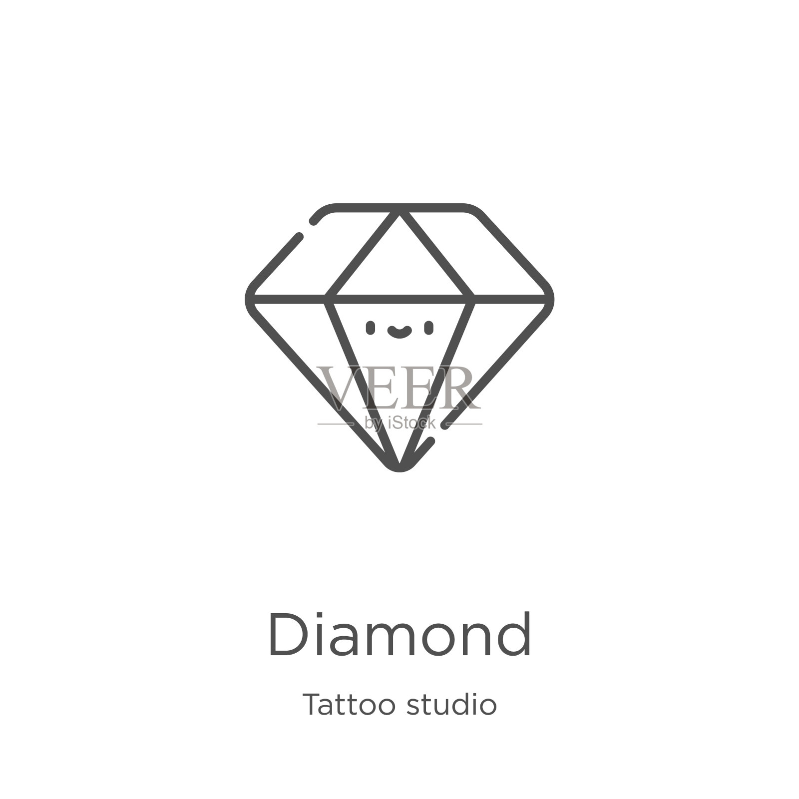 钻石图标矢量纹身工作室收集。细线菱形轮廓图标矢量插图。轮廓,细线钻石图标用于网站设计和移动,应用程序开发。设计元素图片