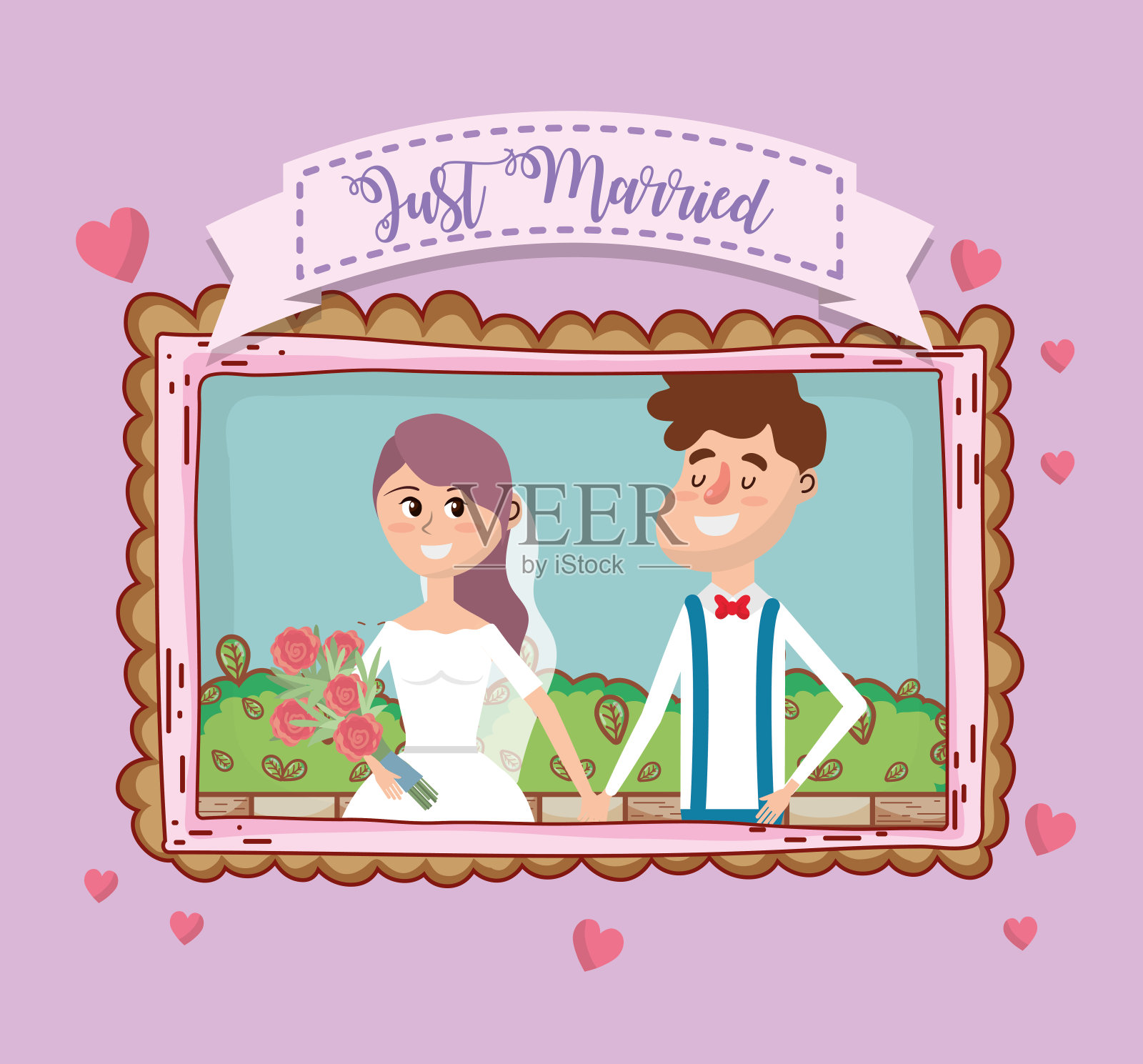 婚礼卡片设计卡通插画图片素材