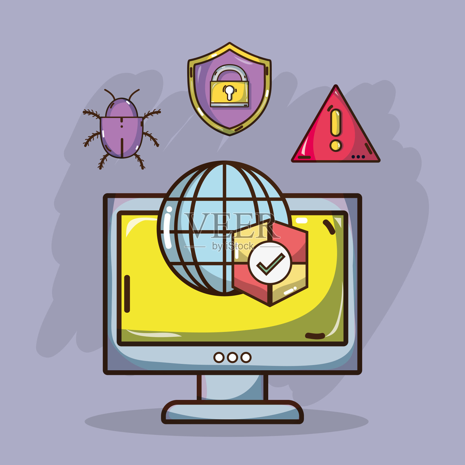 安全系统技术插画图片素材