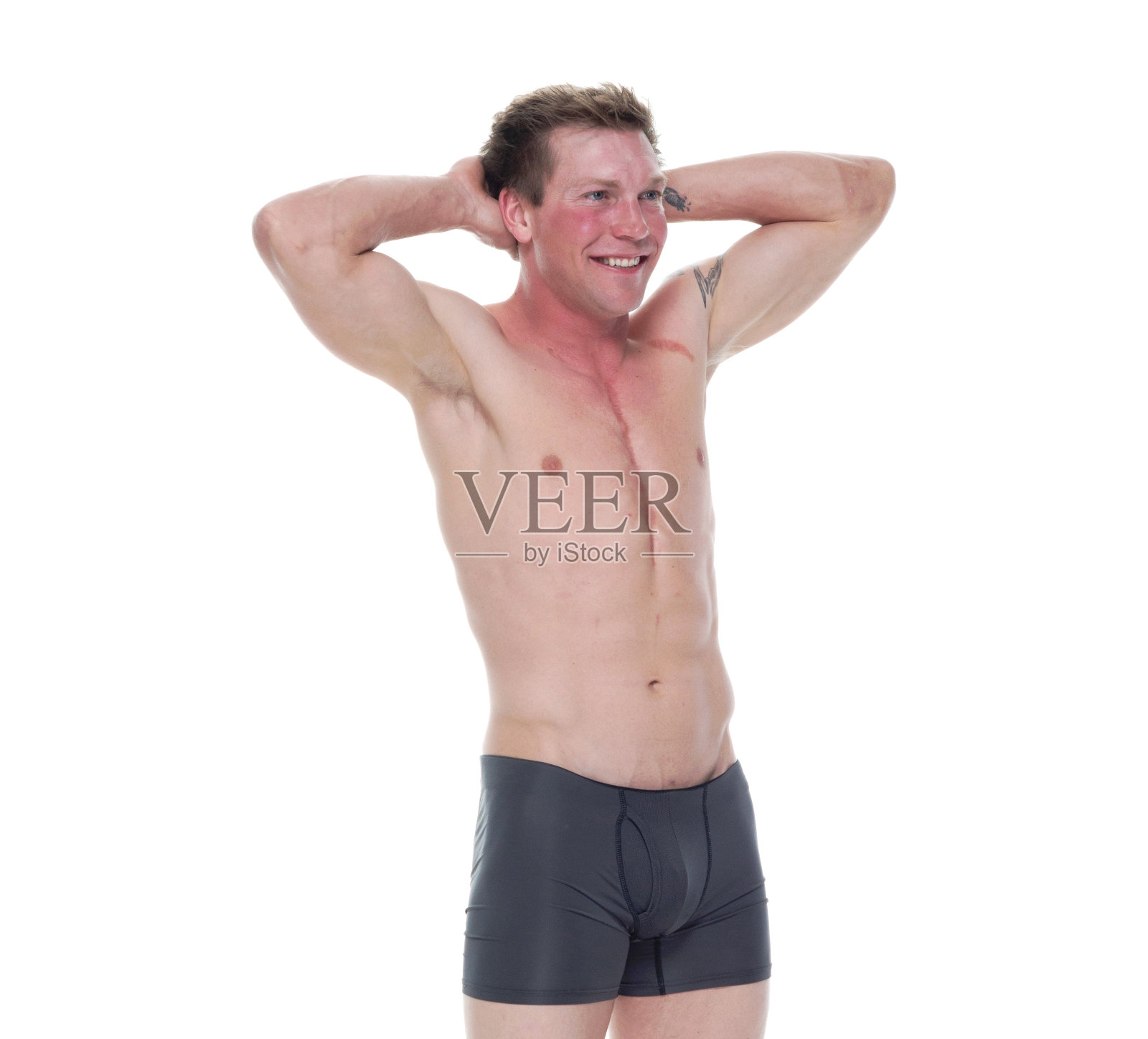 穿着黑色内衣的帅哥照片摄影图片