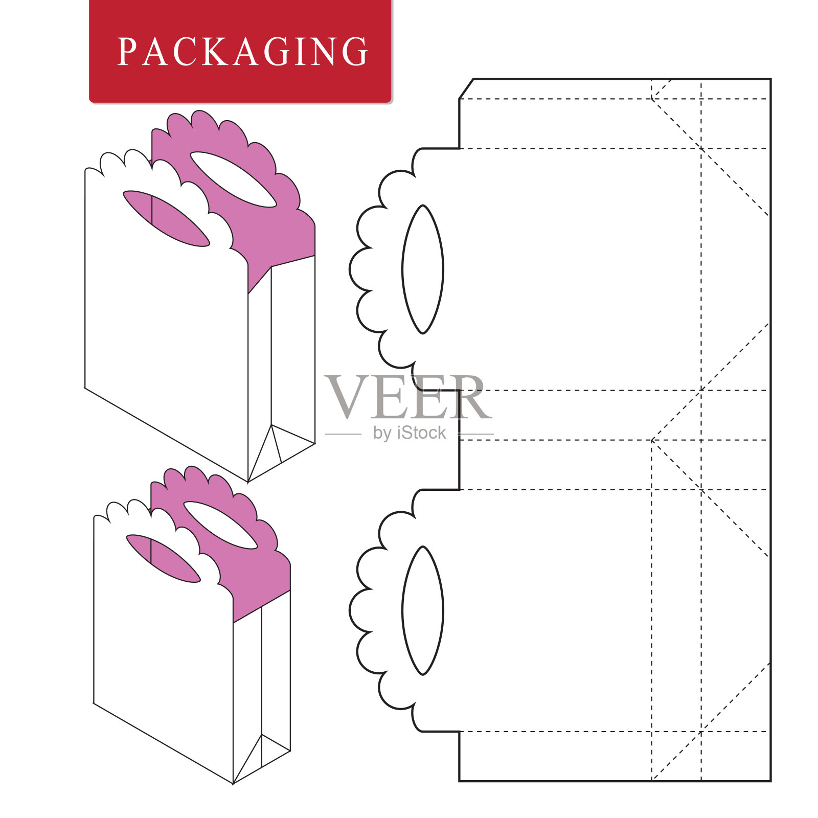 袋包装模板佩戴。矢量插图包装。孤立的白色零售模拟。插画图片素材