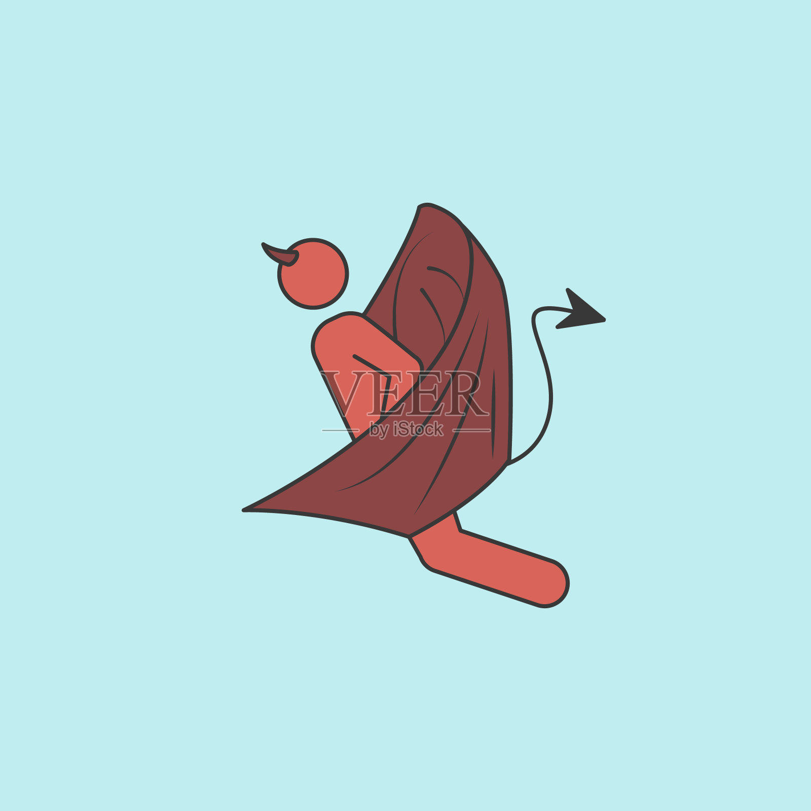 飞行恶魔图标。天使和恶魔的元素图标移动概念和网络应用。填充轮廓飞行恶魔图标可以用于网络和移动设计元素图片