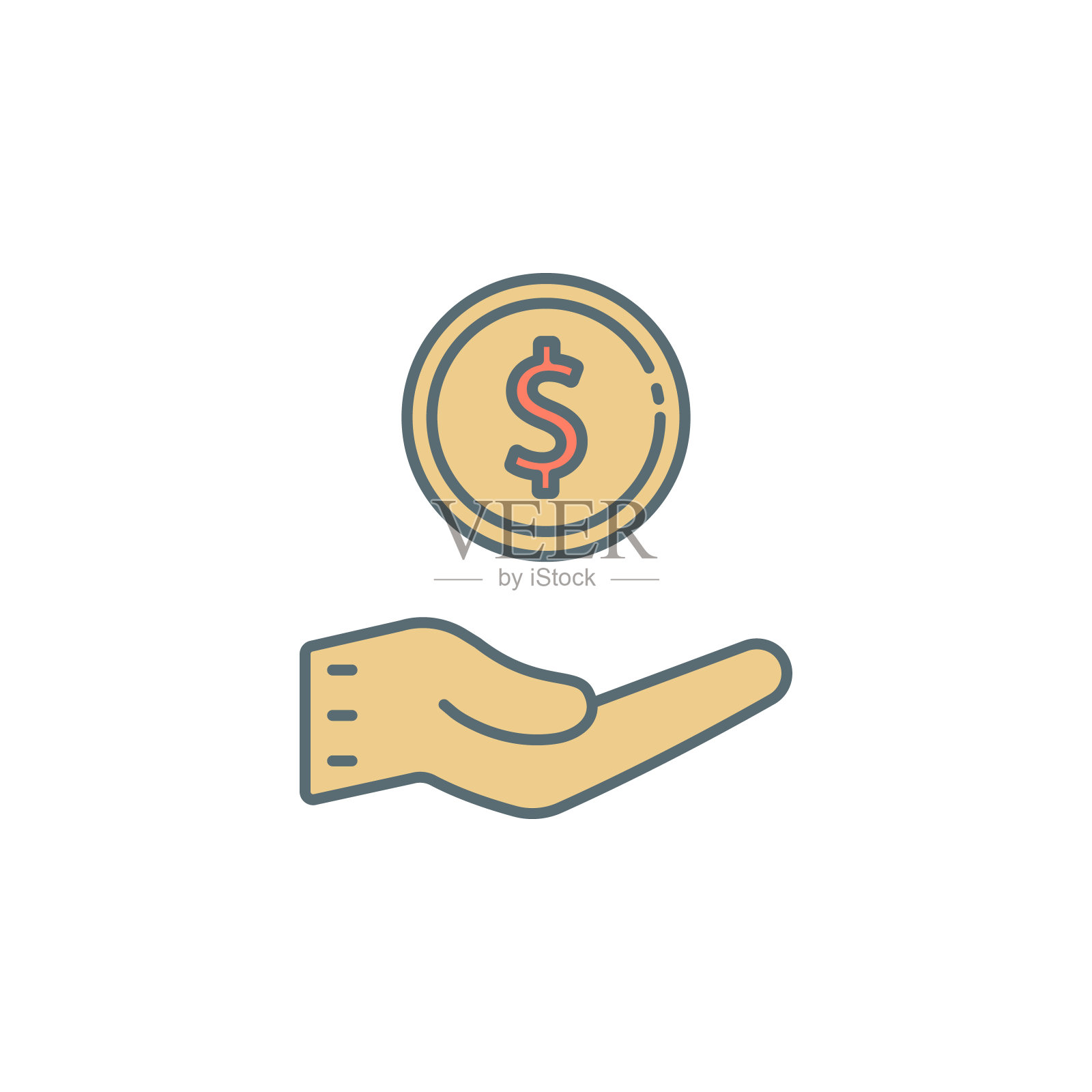 硬币操作黄昏风格线条图标。移动概念和web应用的银行图标元素。黄昏风格的硬币操作图标可以用于网页和手机插画图片素材