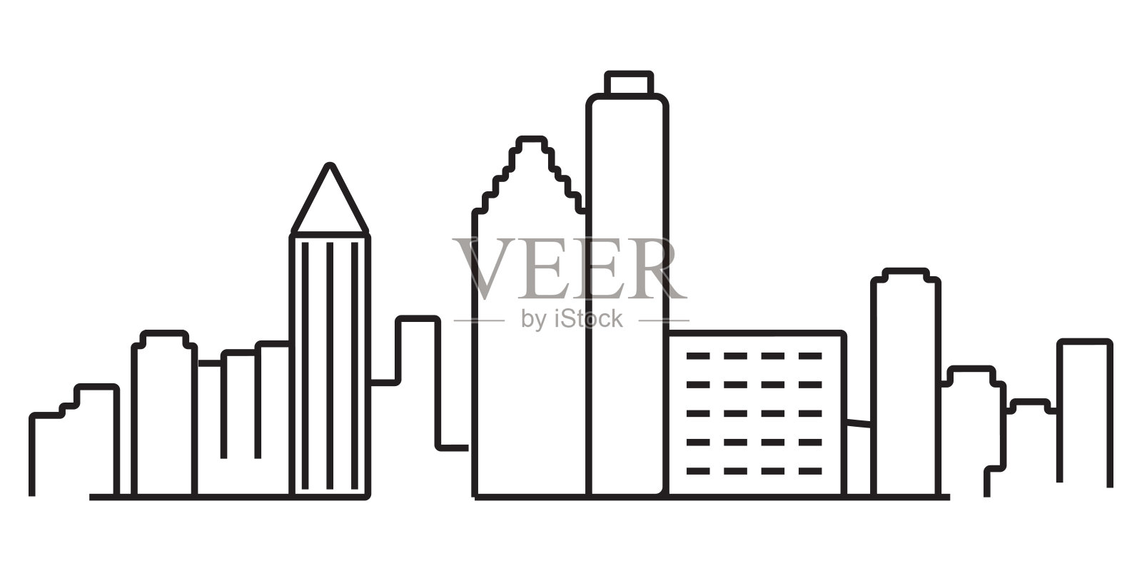 现代城市天际线的连续线图插画图片素材