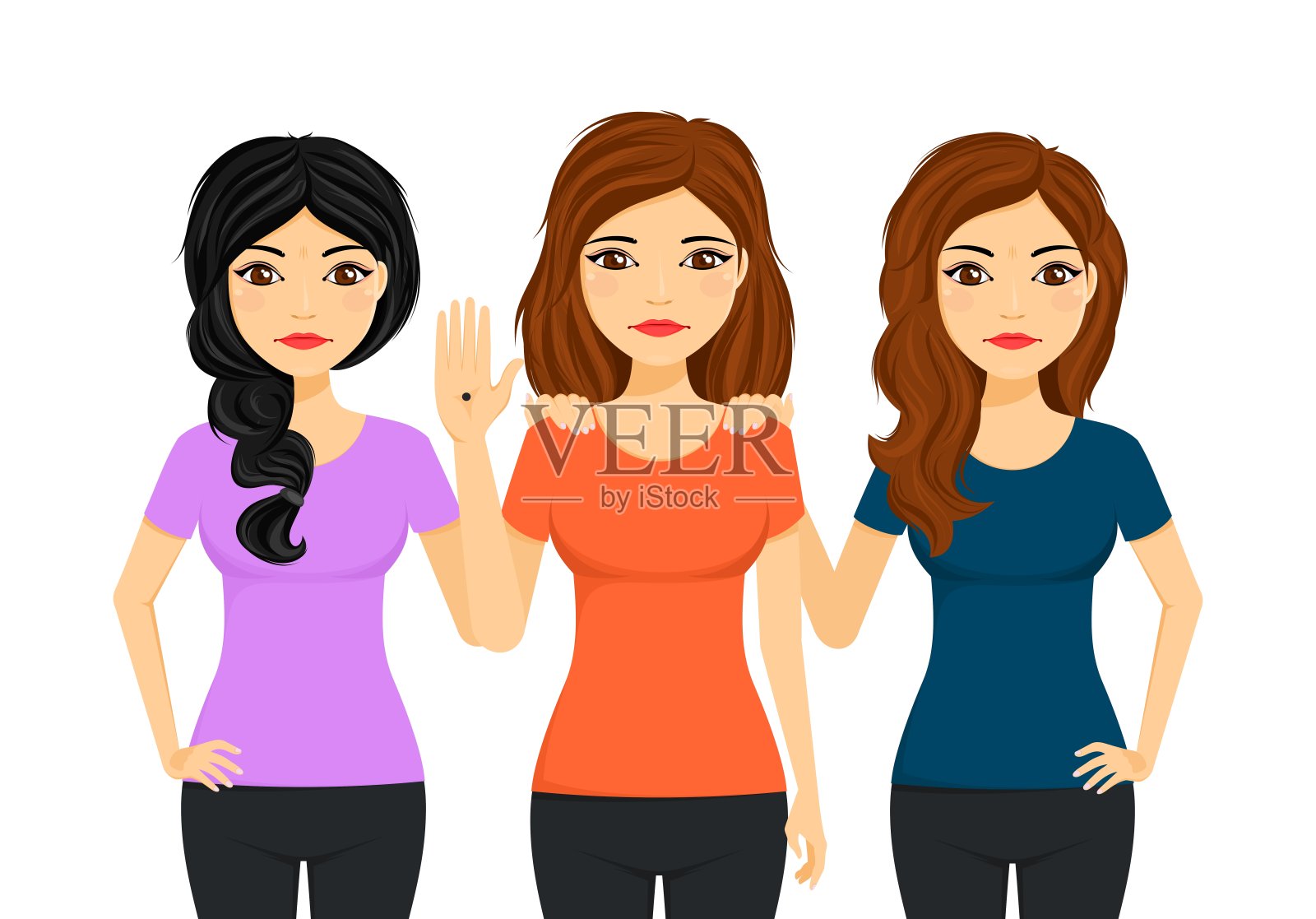 概念,抗议针对妇女的家庭暴力。支持和保护遭受家庭暴力的女童。插画图片素材