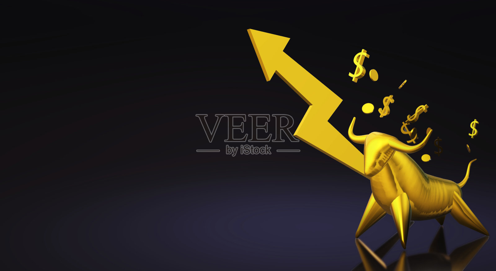 3d渲染黄金公牛的业务内容。照片摄影图片