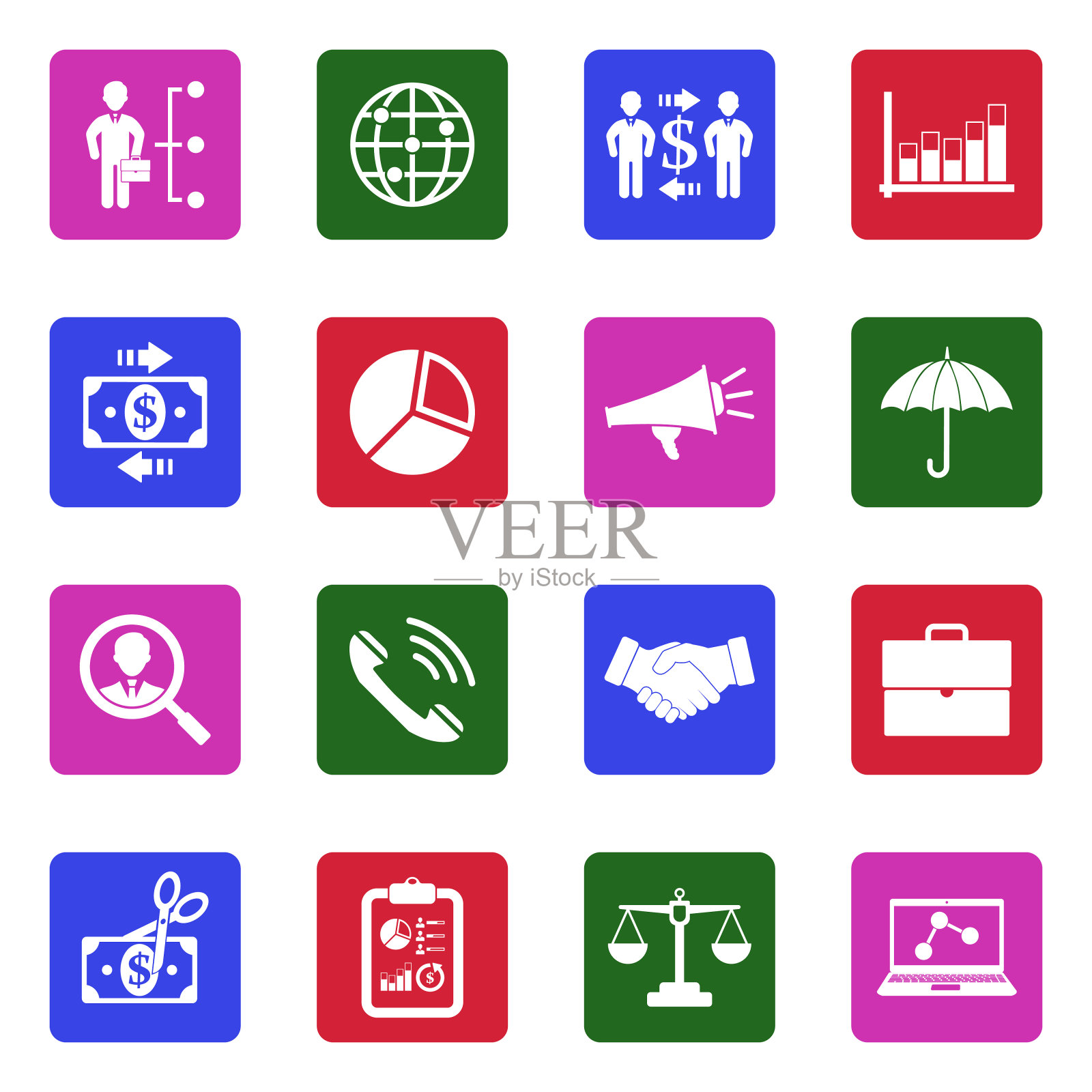 贸易的图标。广场上的白色平面设计。矢量插图。图标素材