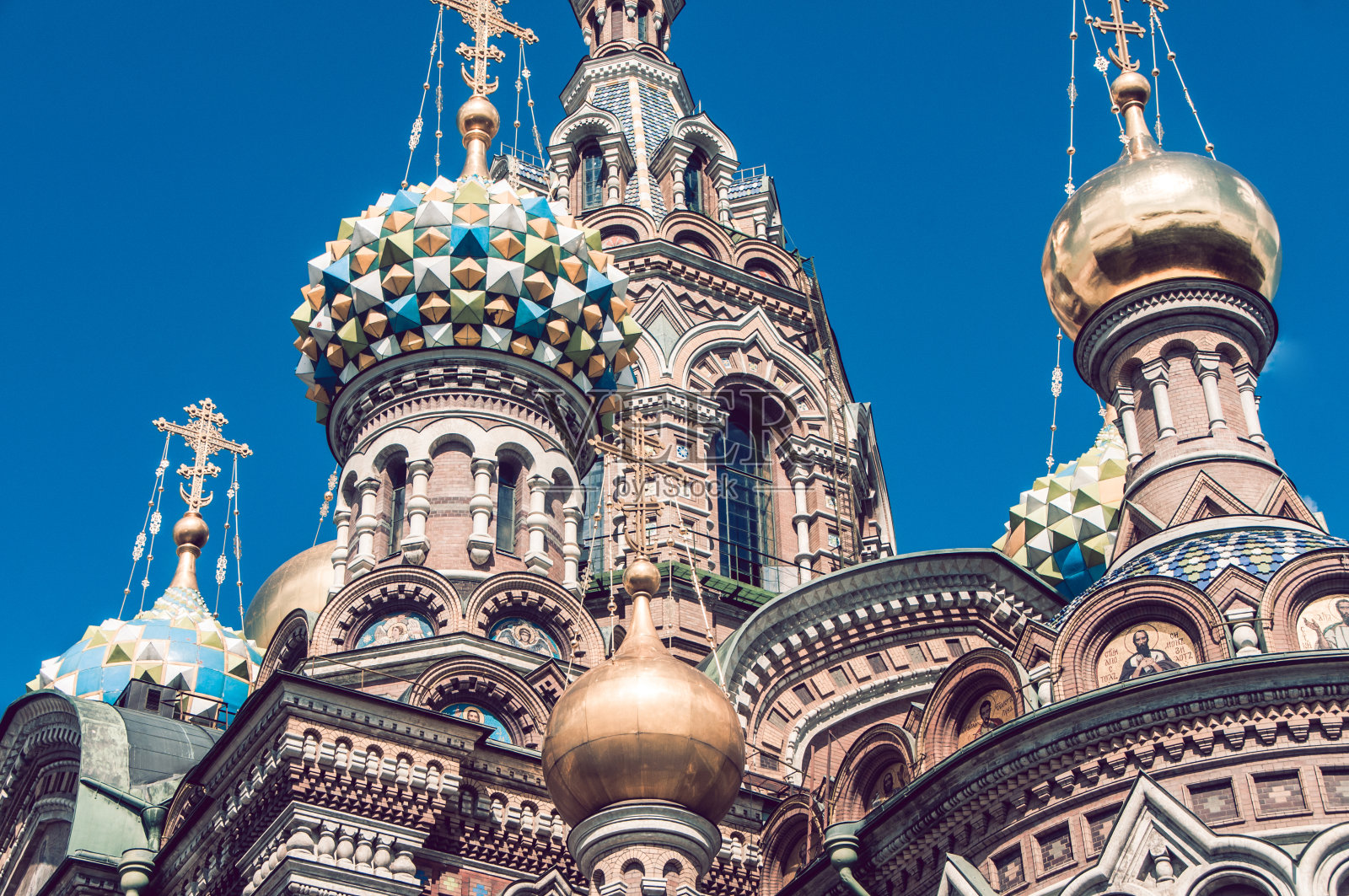 美丽的圣彼得斯堡洒血救世主教堂圆顶照片摄影图片