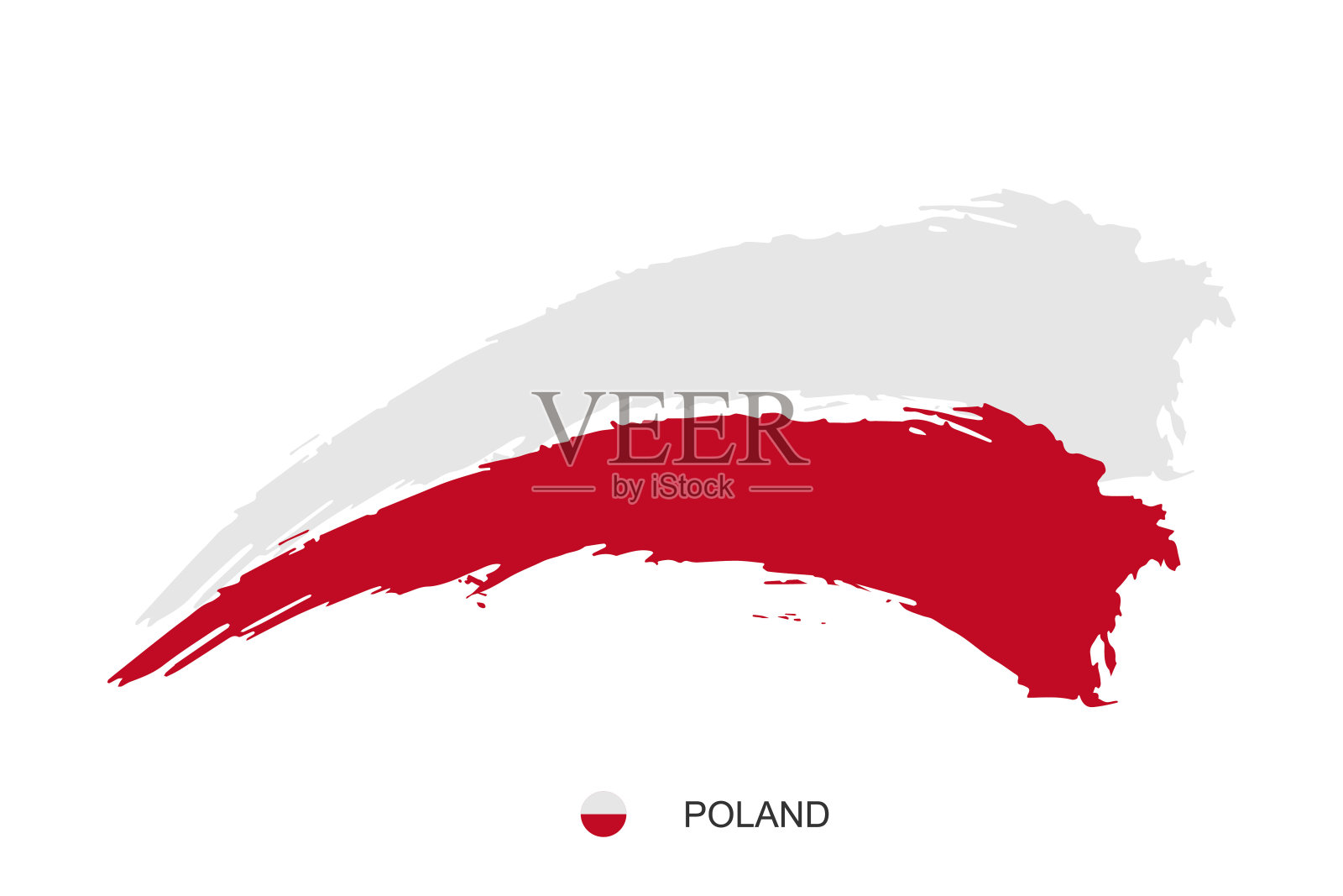 水彩画波兰国旗。垃圾摇滚笔触擦亮独立日红色和白色民族颜色符号-向量抽象插图插画图片素材